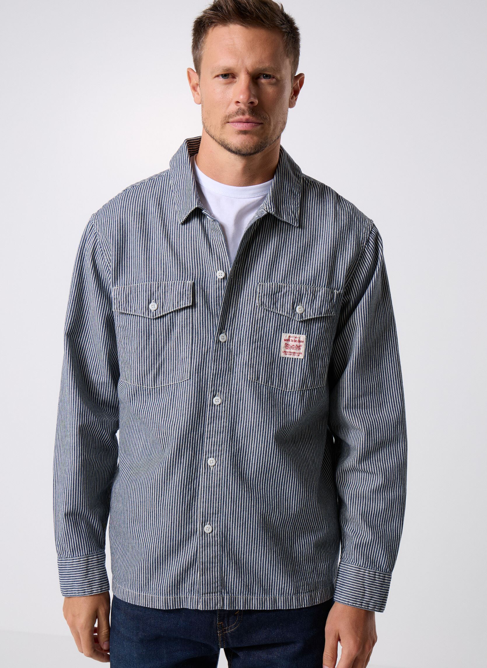 Chemise droite à rayures - vue 2