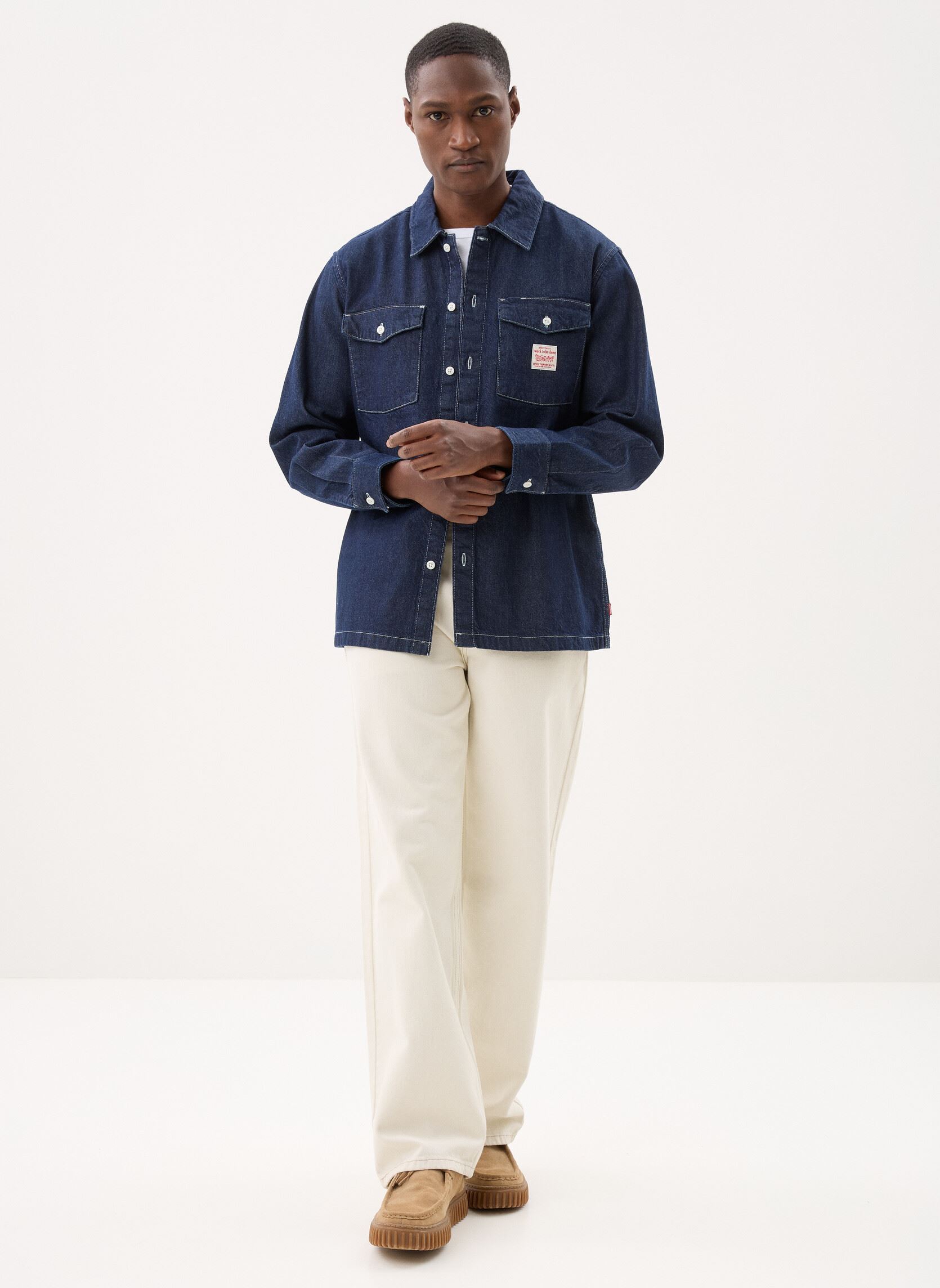 Hemden LS WORKER DARK INDIGO - FLAT FINISH herren blau Levi's Hemden LS WORKER DARK INDIGO - FLAT FINISH herren blau RINSE WORK REPEAT