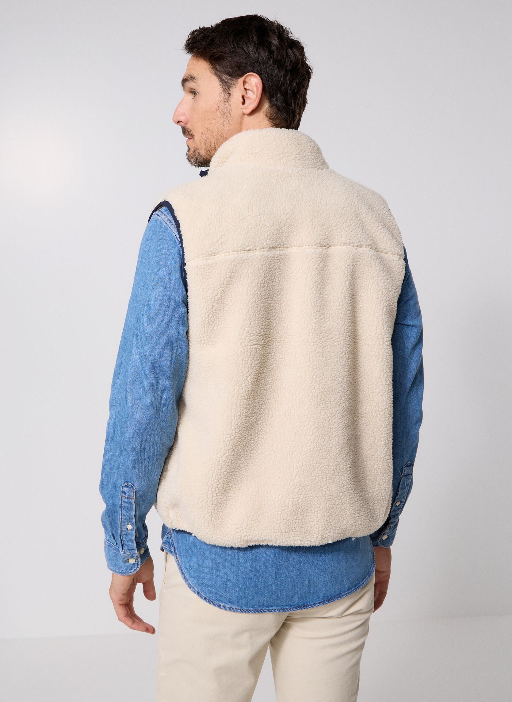 Jassen JOONIE SHERPA VEST NEUTRALS heren wit Levi's Jassen JOONIE SHERPA VEST NEUTRALS heren wit Oatmeal