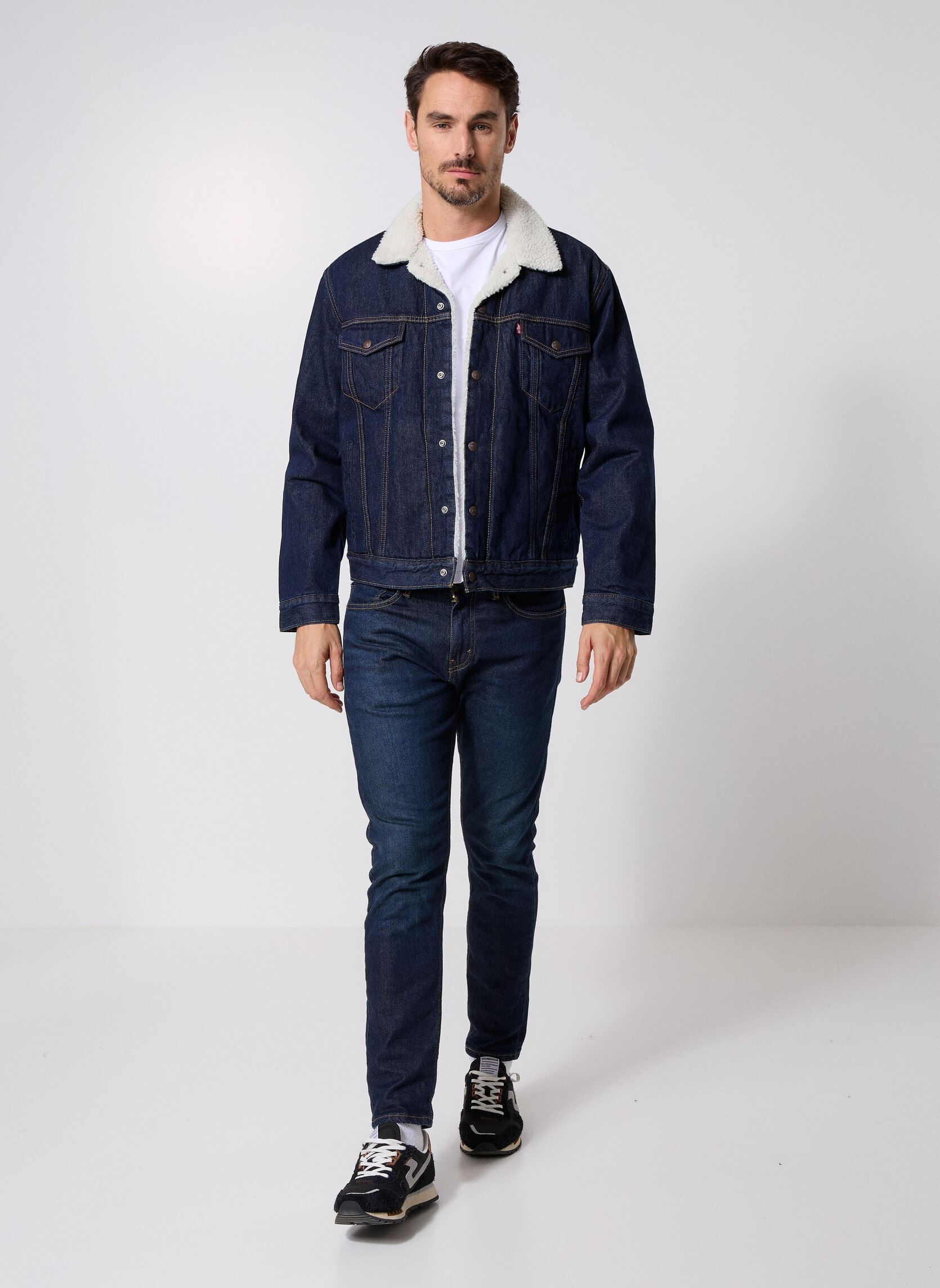 Vestes TYPE 3 SHERPA TRUCKER DARK INDIGO - FLAT homme bleu Levi's Vestes TYPE 3 SHERPA TRUCKER DARK INDIGO - FLAT homme bleu GIVE IT A RINSE SHER