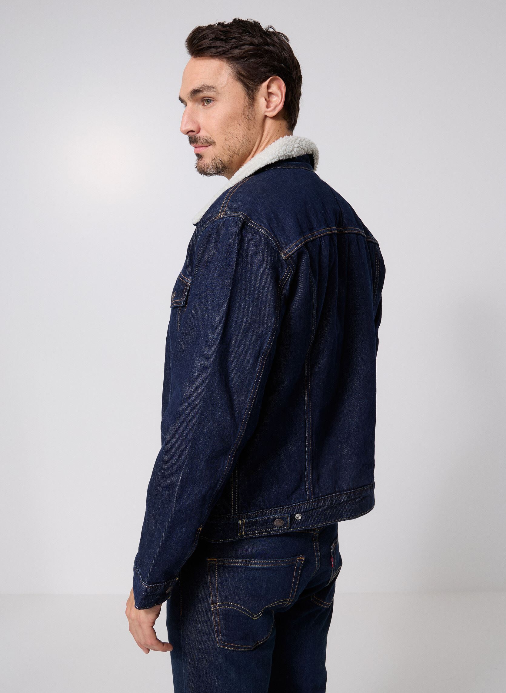 Vestes TYPE 3 SHERPA TRUCKER DARK INDIGO - FLAT homme bleu Levi's Vestes TYPE 3 SHERPA TRUCKER DARK INDIGO - FLAT homme bleu GIVE IT A RINSE SHER