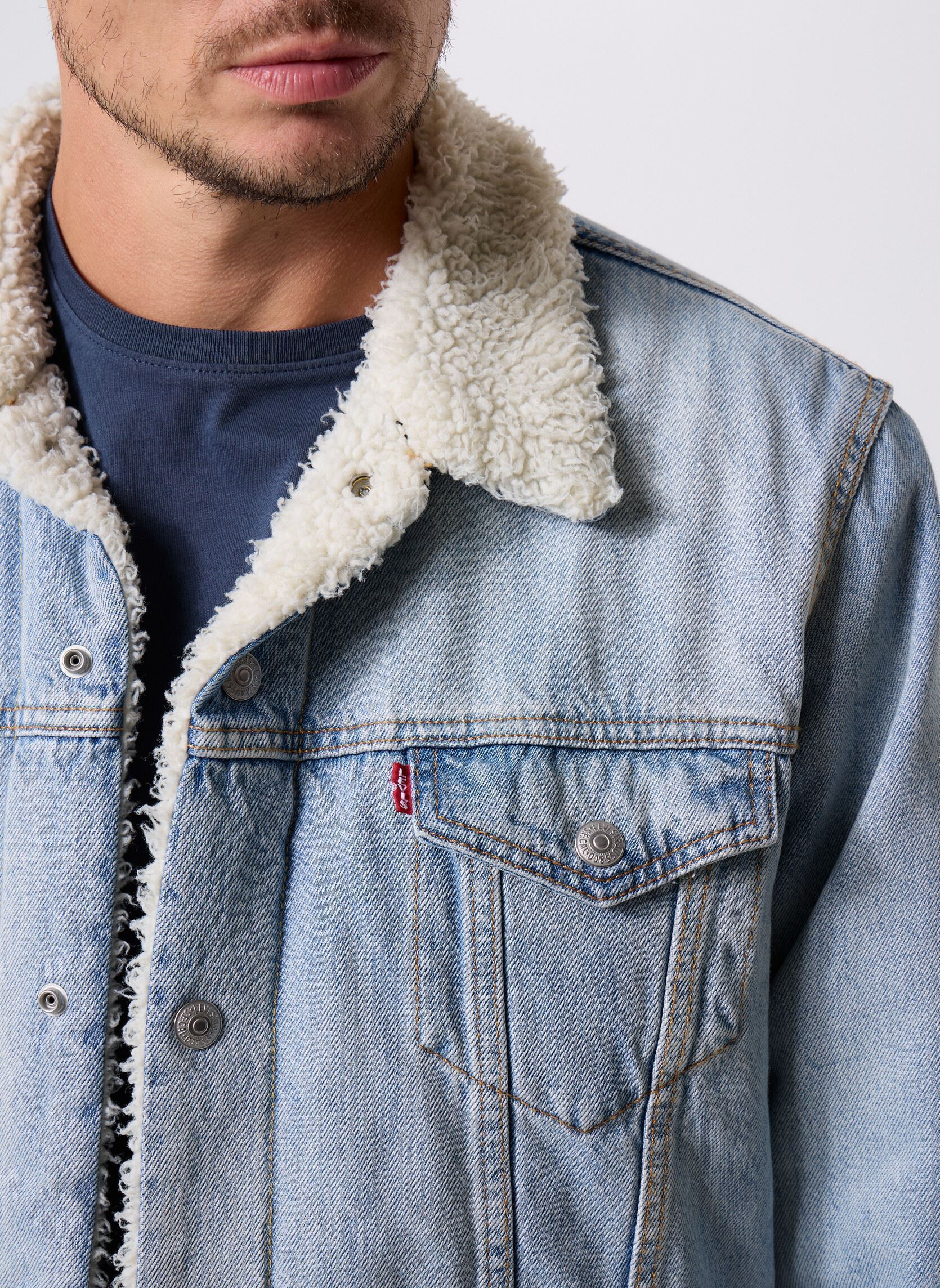 Jacken TYPE 3 SHERPA TRUCKER LIGHT INDIGO - WOR herren blau Levi's Jacken TYPE 3 SHERPA TRUCKER LIGHT INDIGO - WOR herren blau KENTUCKY BLUE SHERPA