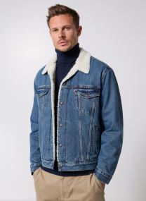 Vestes en jean TYPE 3 SHERPA TRUCKER MED INDIGO - WORN homme marron