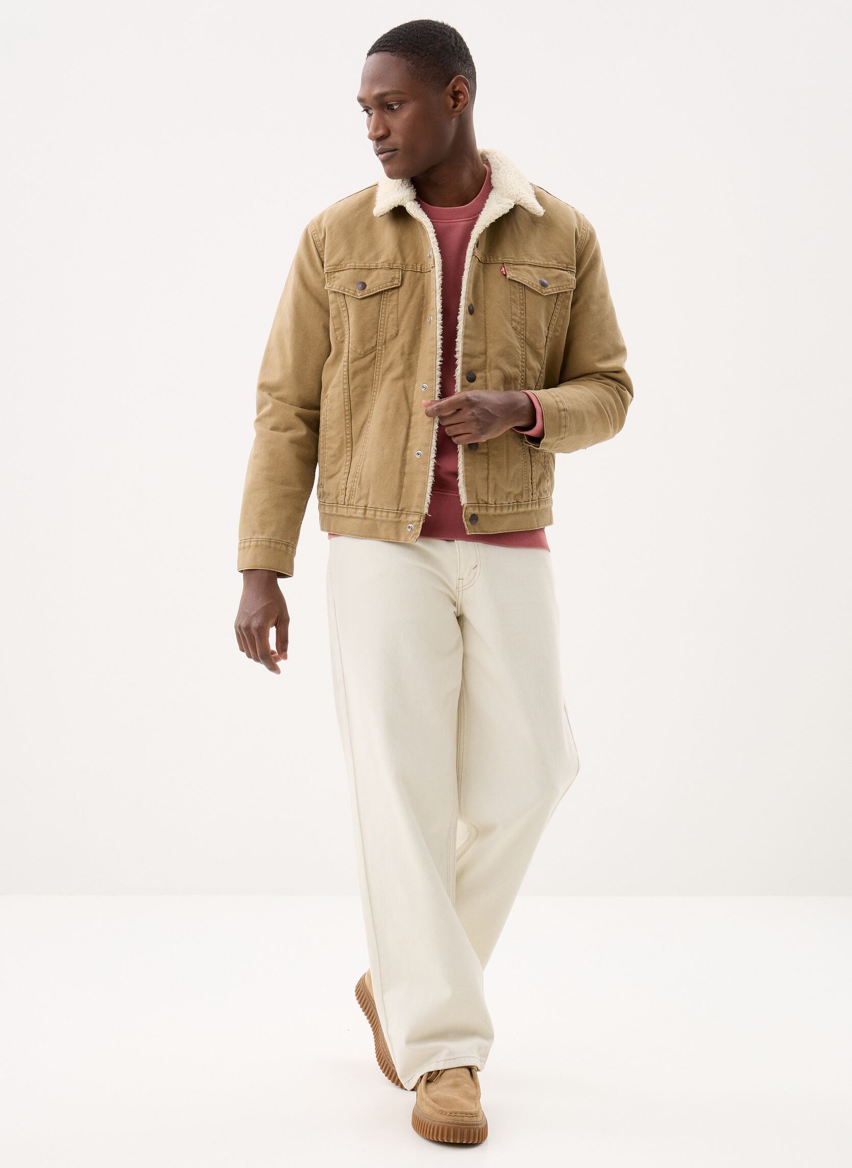 Vestes en jean TYPE 3 SHERPA TRUCKER MED INDIGO - WORN homme marron Levi's Vestes en jean TYPE 3 SHERPA TRUCKER MED INDIGO - WORN homme marron ERMINE