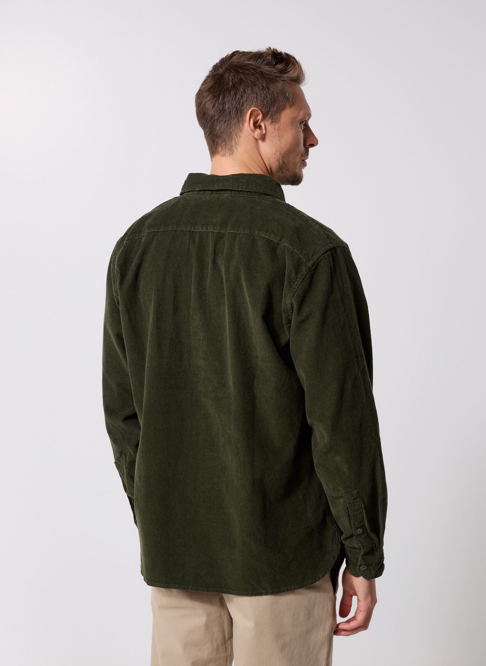 DESIGN - Chemise oversize en velours côtelé style années 90 - Vert sauge