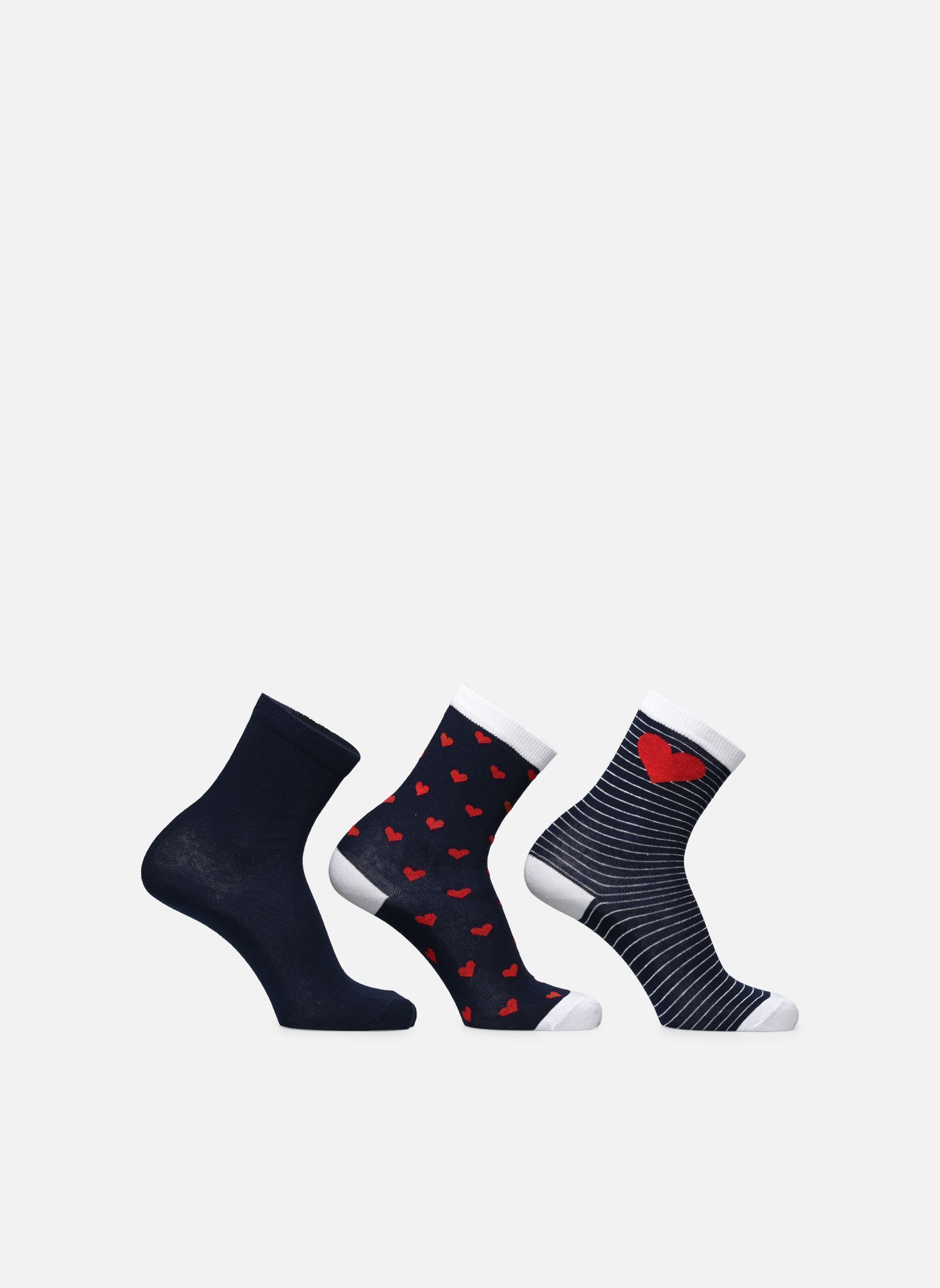 Chaussettes Lot de 3 paires chaussettes Femme cœur femme bleu Sarenza Wear Chaussettes Lot de 3 paires chaussettes Femme cœur femme bleu MARINE