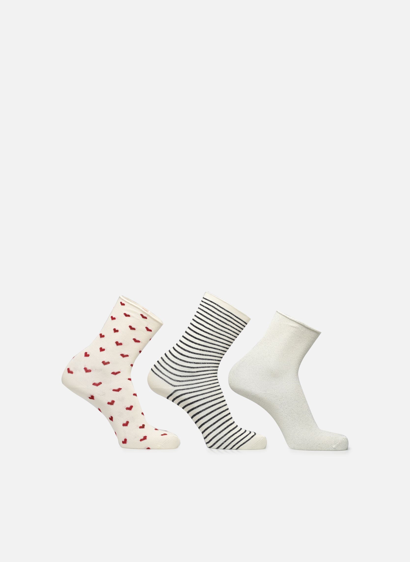 Chaussettes Lot de 3 paires chaussettes Femme cœur femme blanc Sarenza Wear Chaussettes Lot de 3 paires chaussettes Femme cœur femme blanc BLANC BLANC BLANC