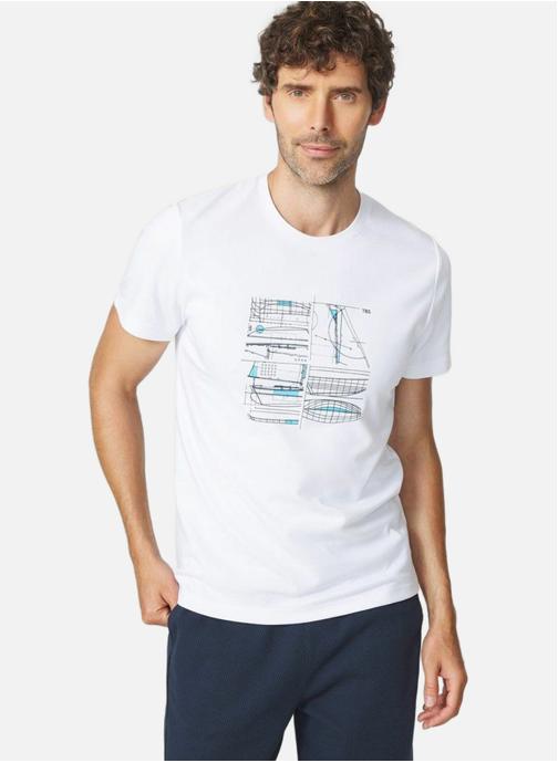 TBS Tee-shirts T-shirt manches courtes STANYTEE NAVY homme blanc