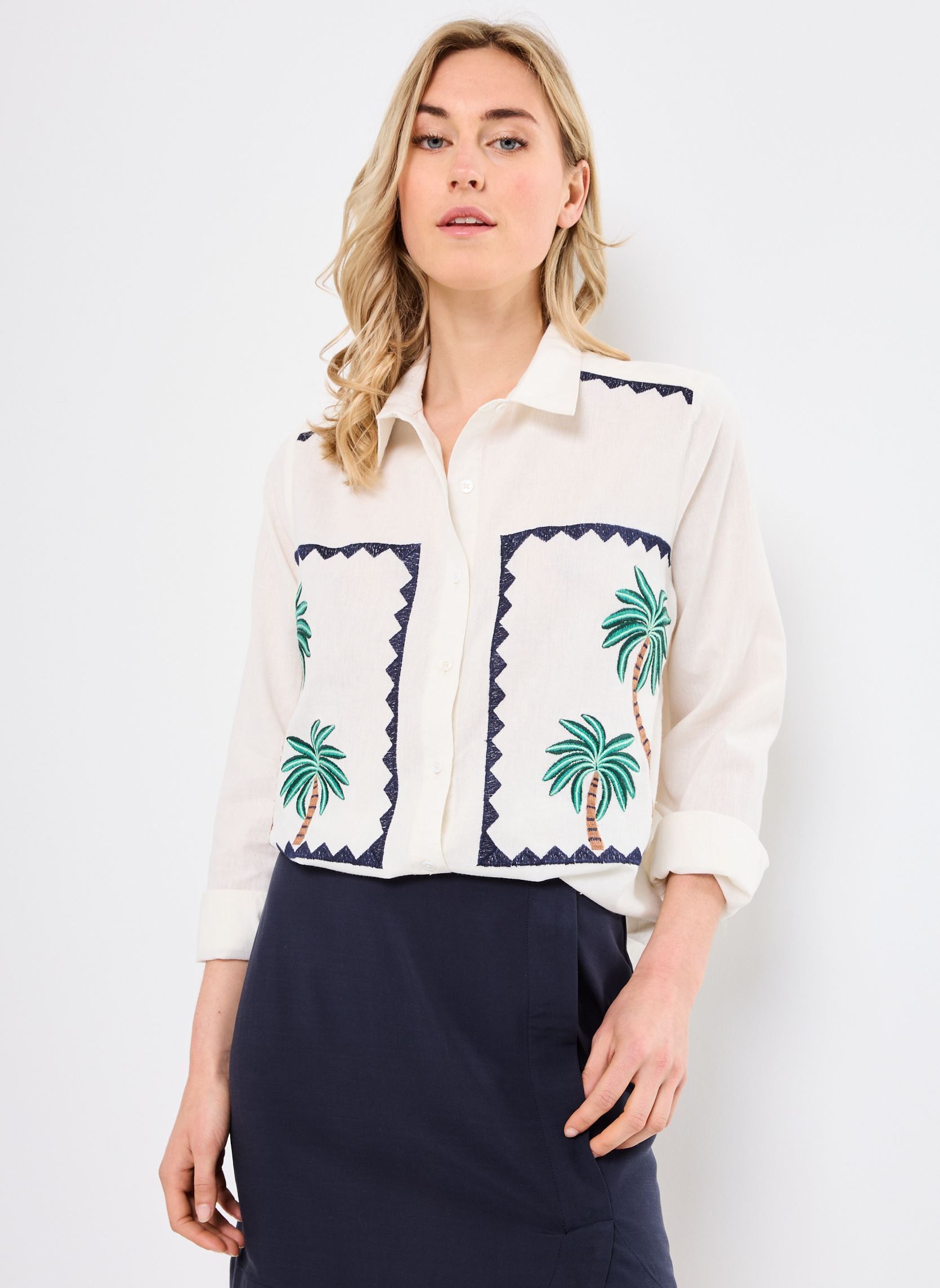 Chemises manches longues Celes femme blanc La Petite Etoile Chemises manches longues Celes femme blanc Ecru