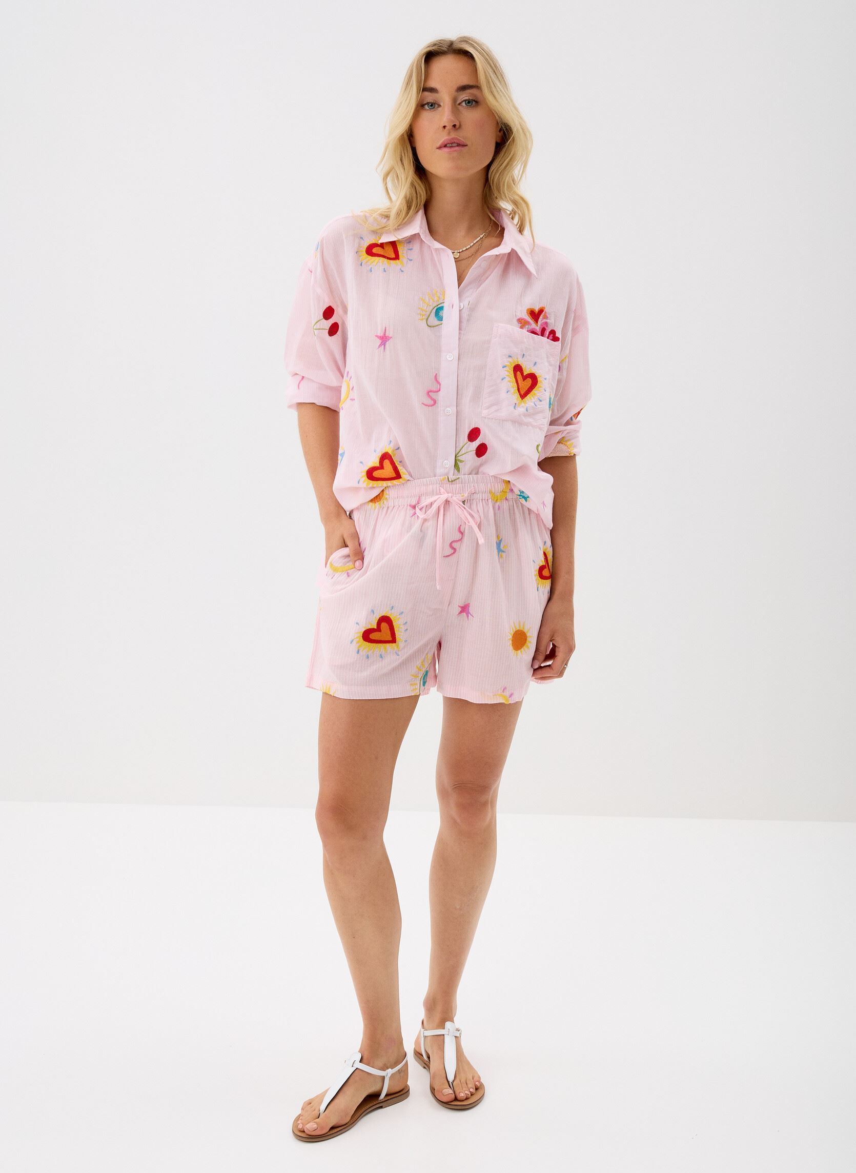 Blouse DOUCIE palmette en viscose rose La Petite Etoile | 3 SUISSES