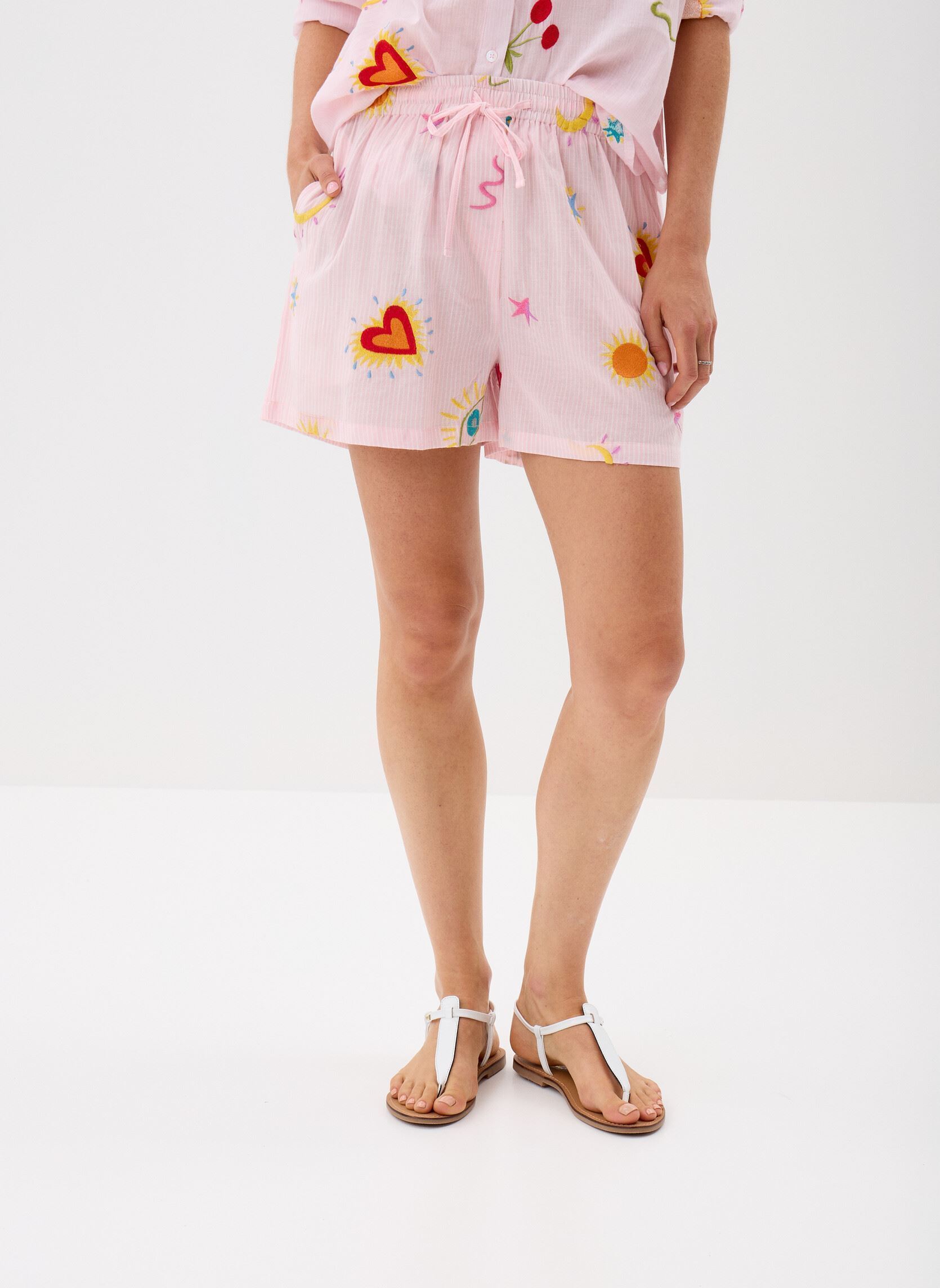 Shorts Sylvie femme rose La Petite Etoile Shorts Sylvie femme rose Rose/Ecru