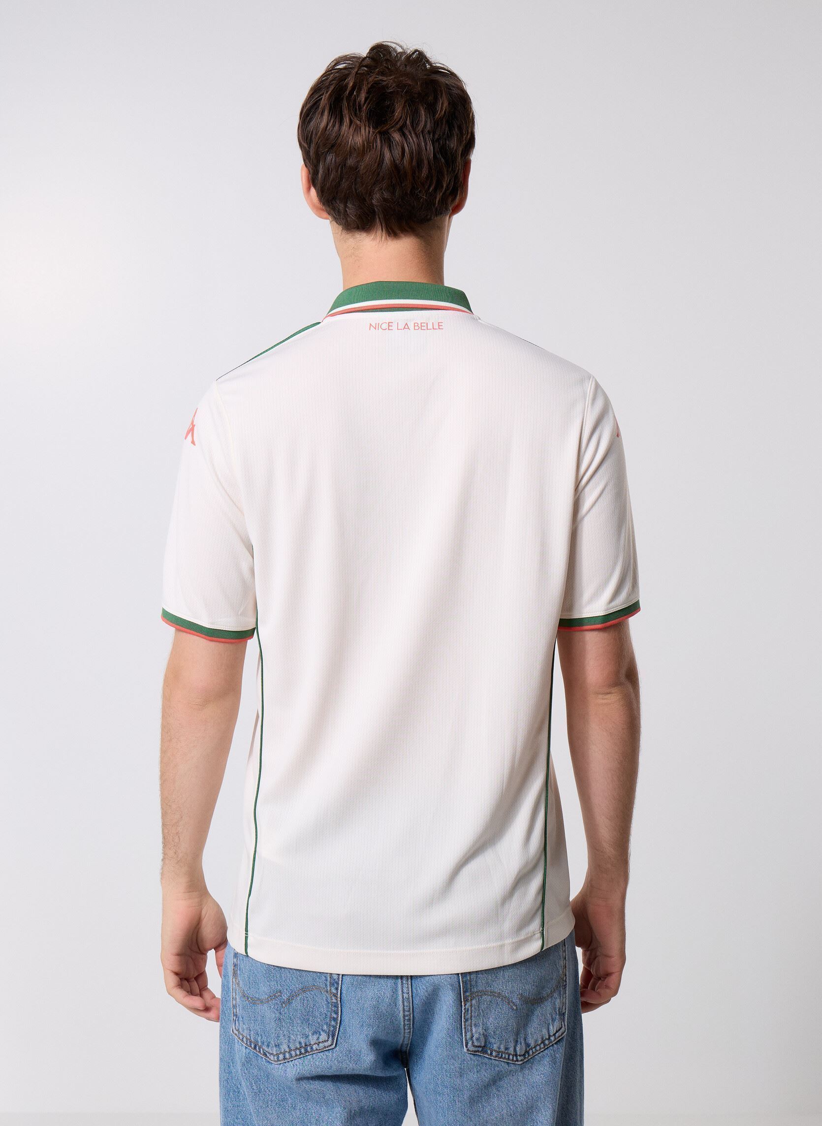 Korte mouwen polo's Kombat 2026 Away Ogc Nice heren wit Kappa Korte mouwen polo's Kombat 2026 Away Ogc Nice heren wit White Vanilla-Green Artichoke-