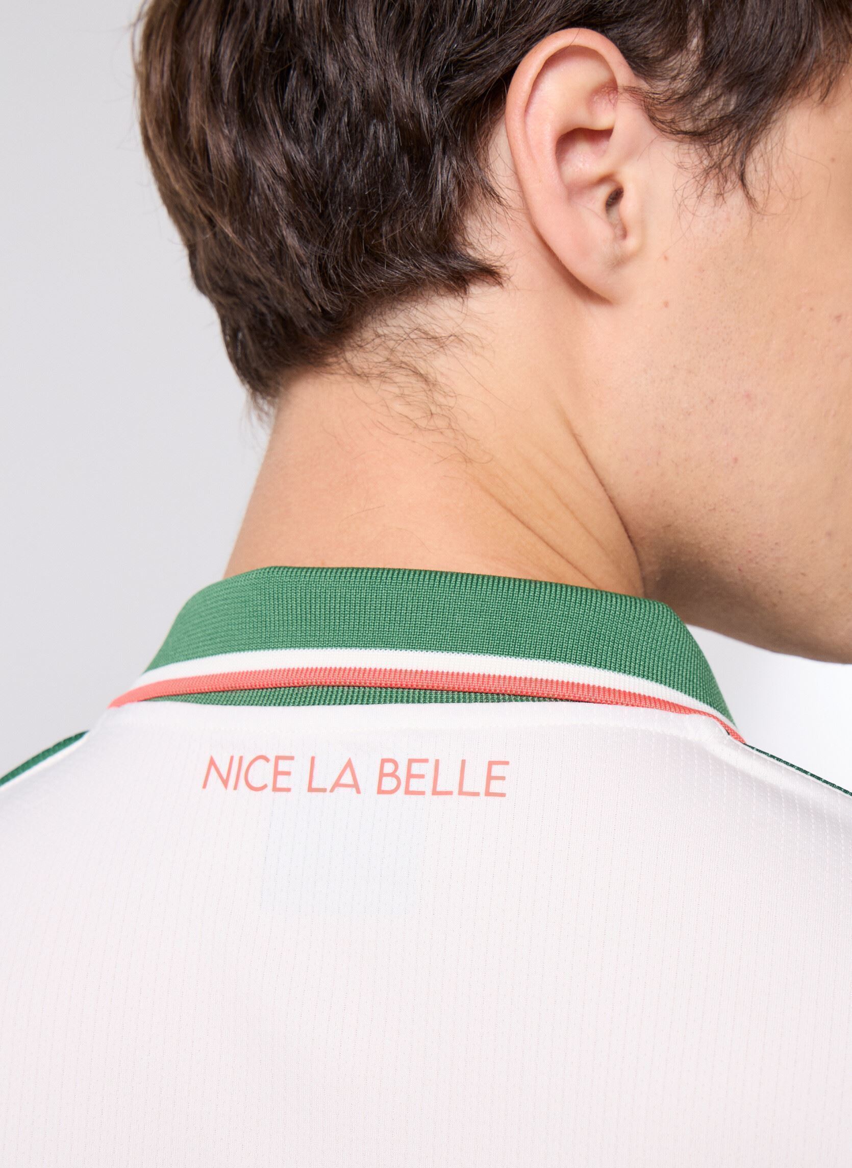 Korte mouwen polo's Kombat 2026 Away Ogc Nice heren wit Kappa Korte mouwen polo's Kombat 2026 Away Ogc Nice heren wit White Vanilla-Green Artichoke-
