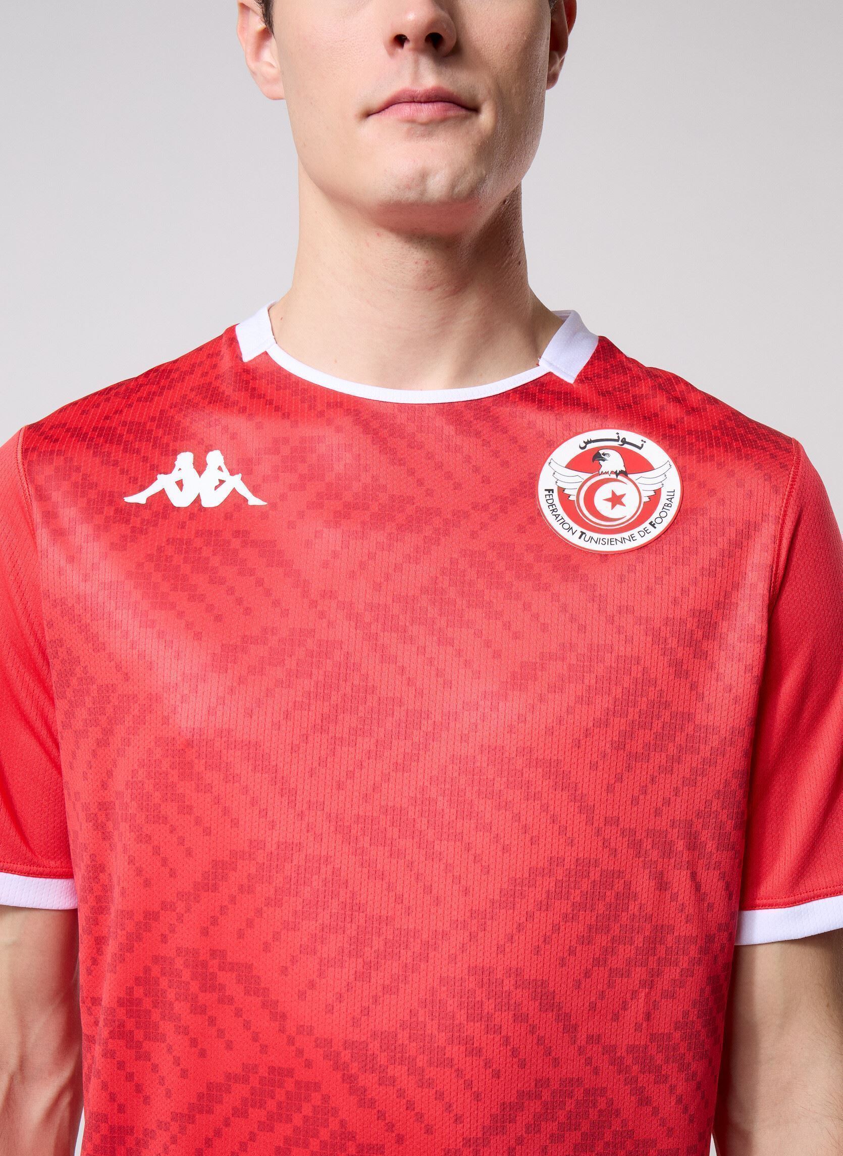 Tee-shirts manches courtes Kombat 2026 Home Tunisia homme rouge Kappa Tee-shirts manches courtes Kombat 2026 Home Tunisia homme rouge RED-WHITE
