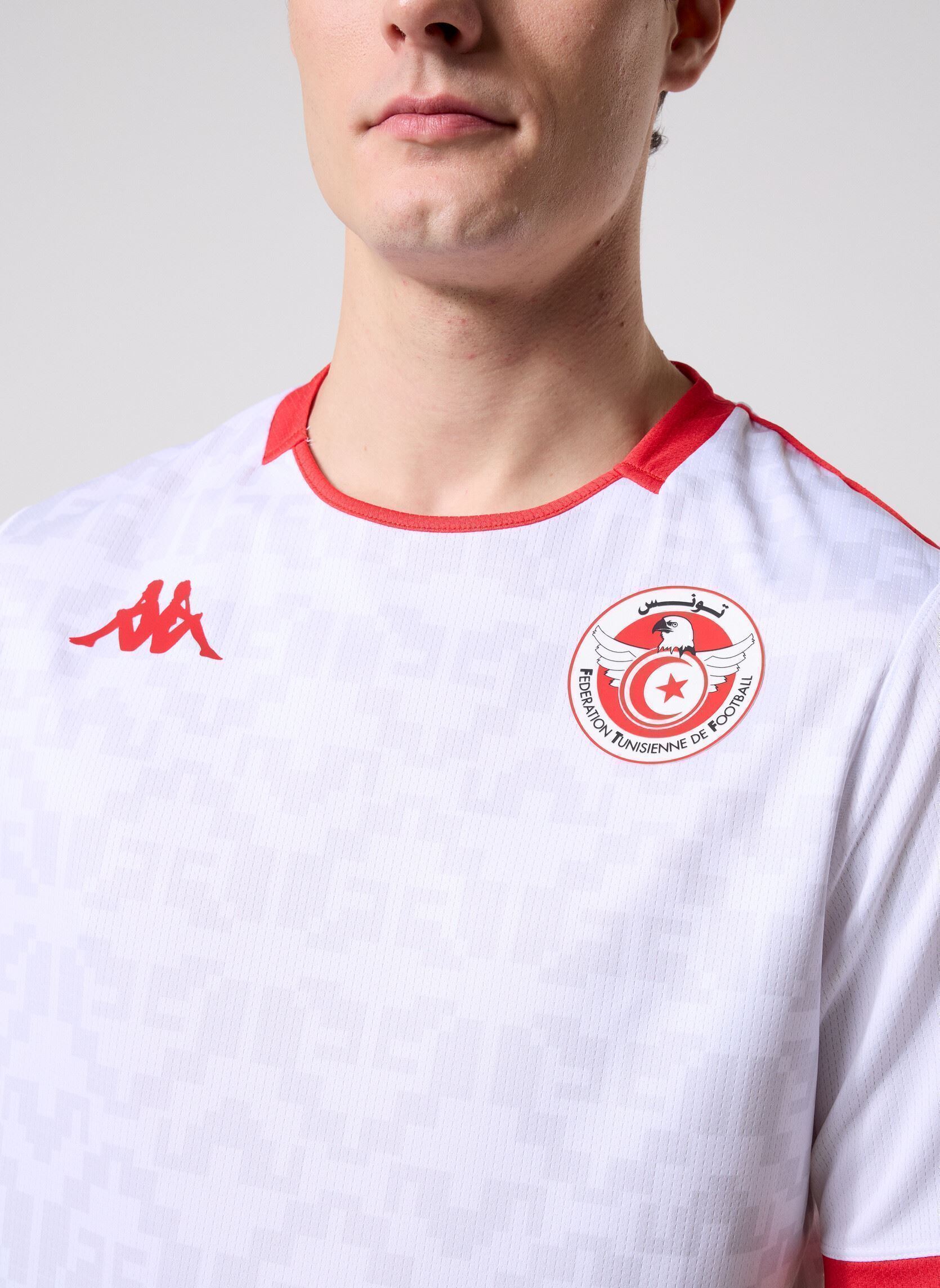 Tee-shirts manches courtes Kombat 2026 Away Tunisia homme blanc Kappa Tee-shirts manches courtes Kombat 2026 Away Tunisia homme blanc WHITE-RED
