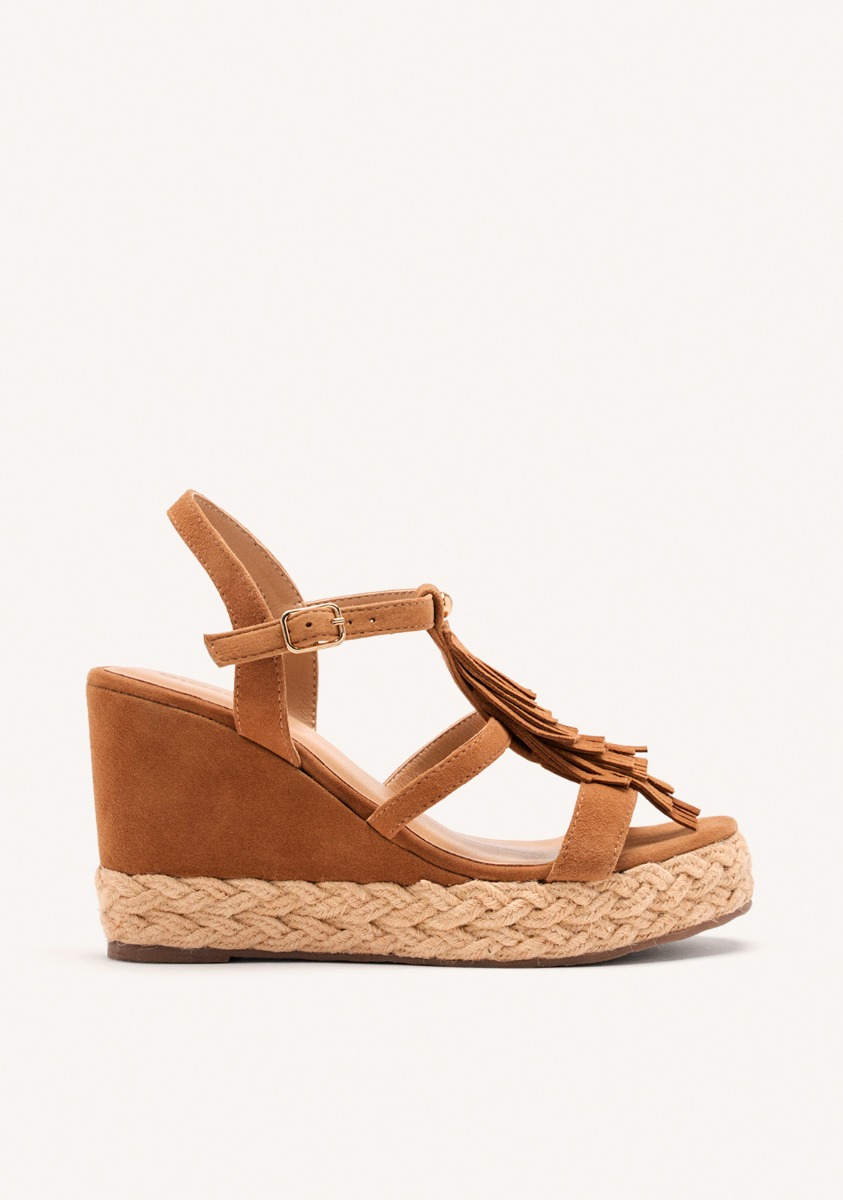 Sandales Dressing - Sandales Compensées à Franges Cuir Elderon - Cuero femme marron Gioseppo Sandales Dressing - Sandales Compensées à Franges Cuir Elderon - Cuero femme marron Marron