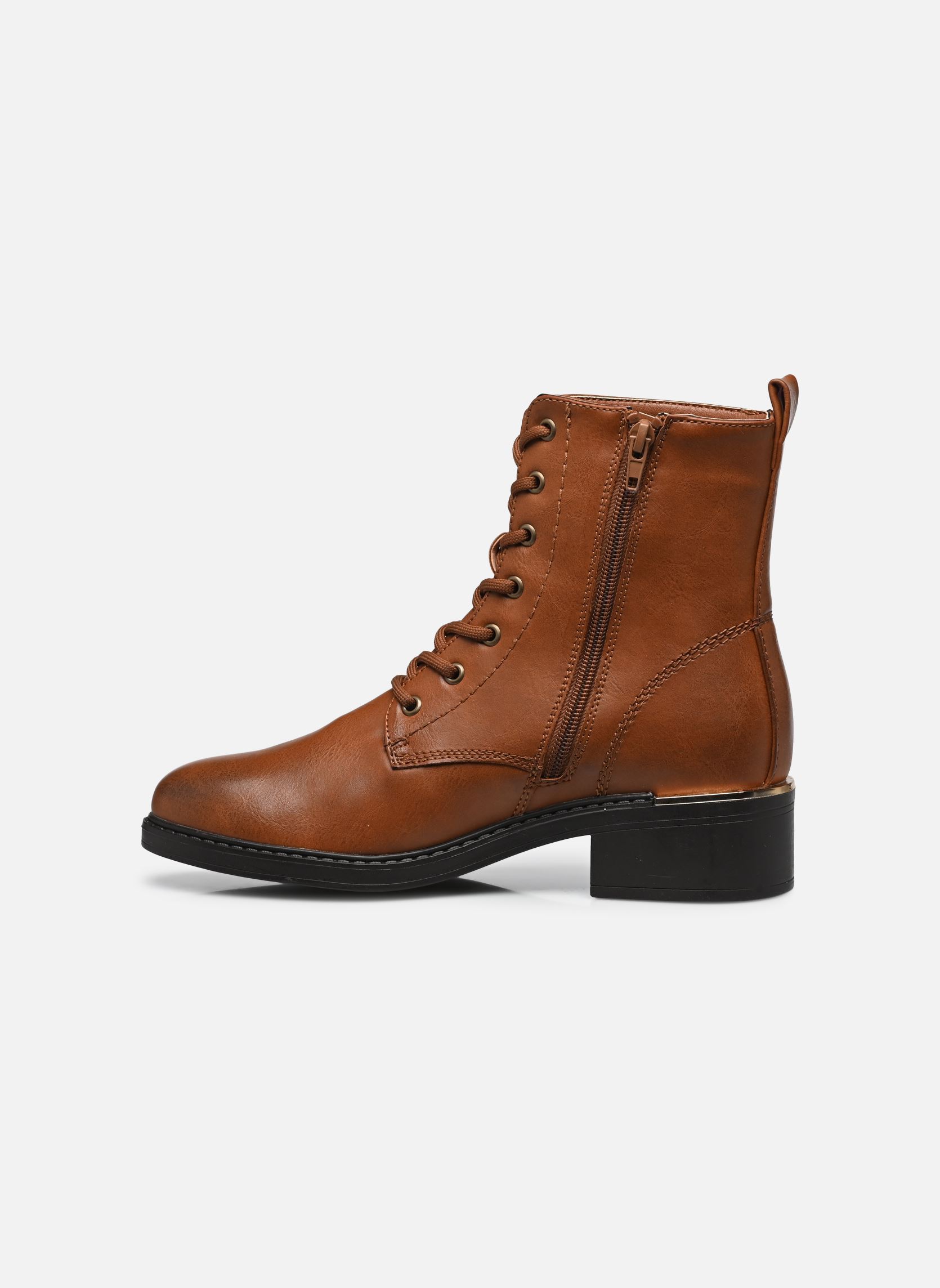 Bottines à lacets Boots THEODORA femme marron MADE BY Bottines à lacets Boots THEODORA femme marron COGNAC PU