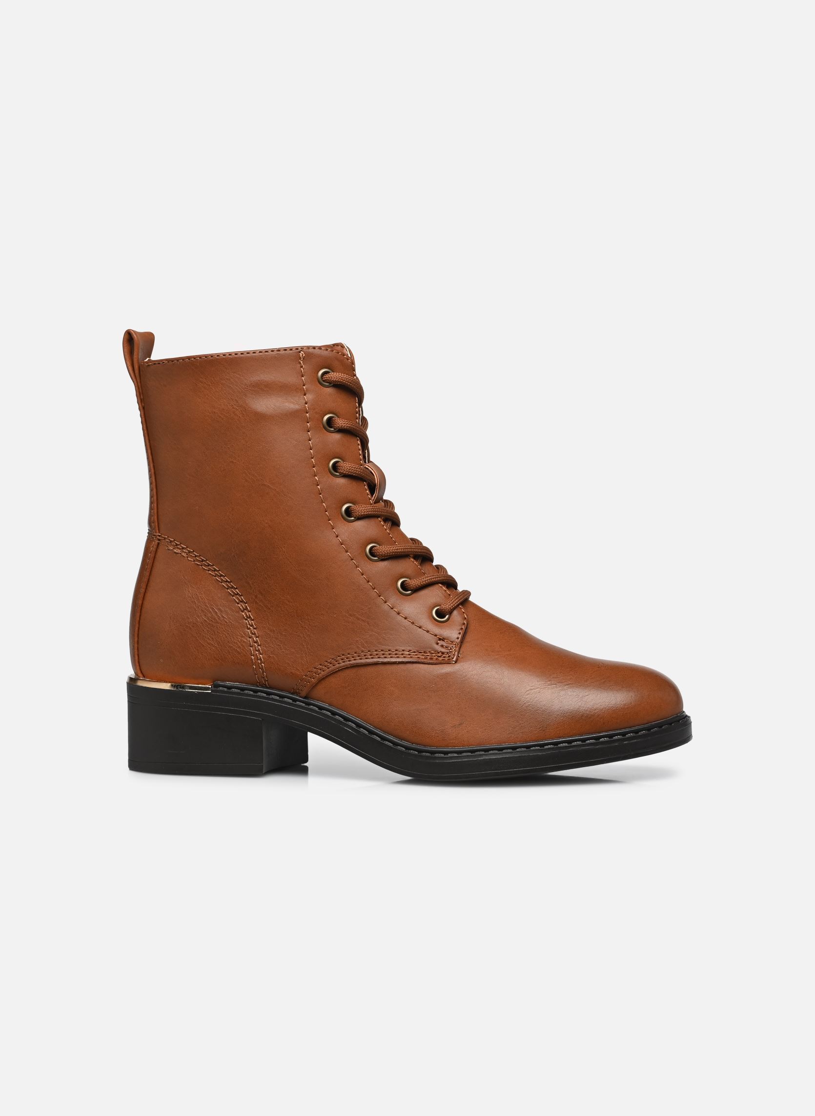 Bottines à lacets Boots THEODORA femme marron MADE BY Bottines à lacets Boots THEODORA femme marron COGNAC PU