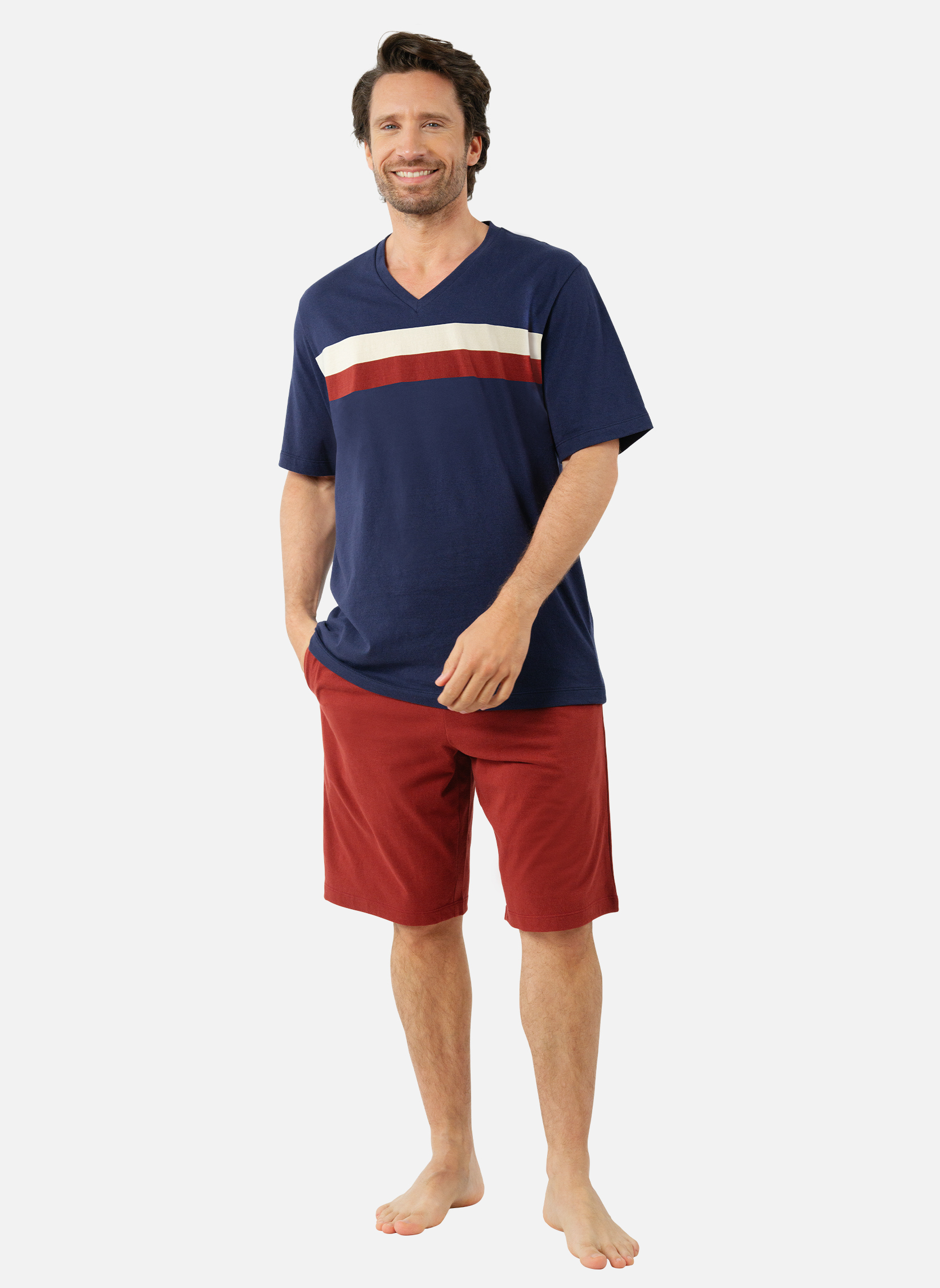 Ensemble de pyjama long en coton Bleu Eminence - Homme