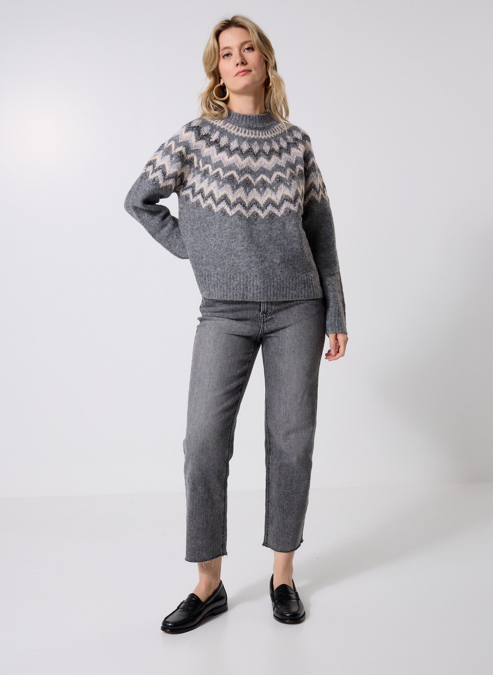 Pulls MJACQUARD2 femme gris MADE BY Pulls MJACQUARD2 femme gris IMP_JACQUARD BEIGE_GRIS
