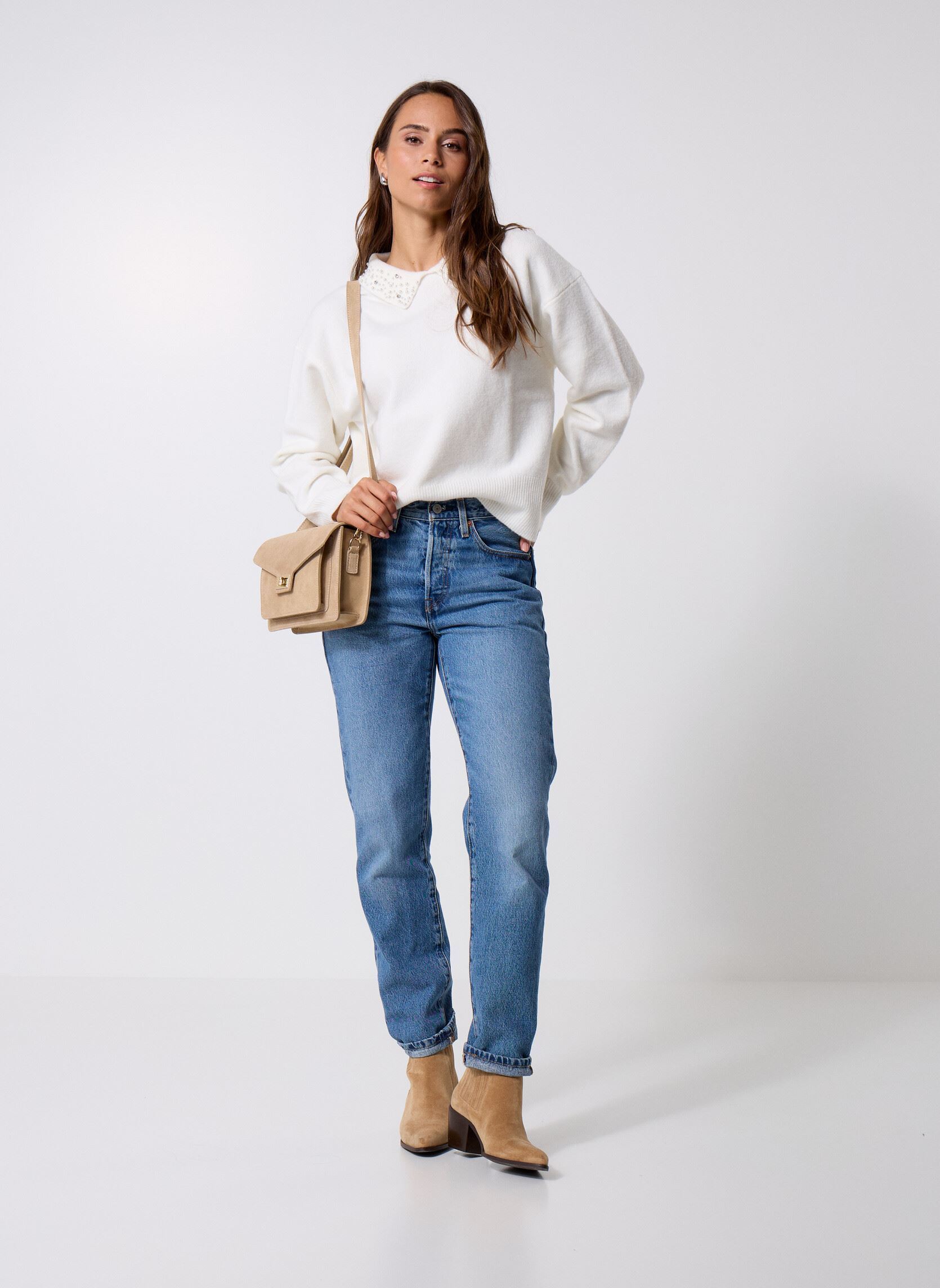 Pulls PBIJOU femme beige MADE BY Pulls PBIJOU femme beige SNOW WHITE