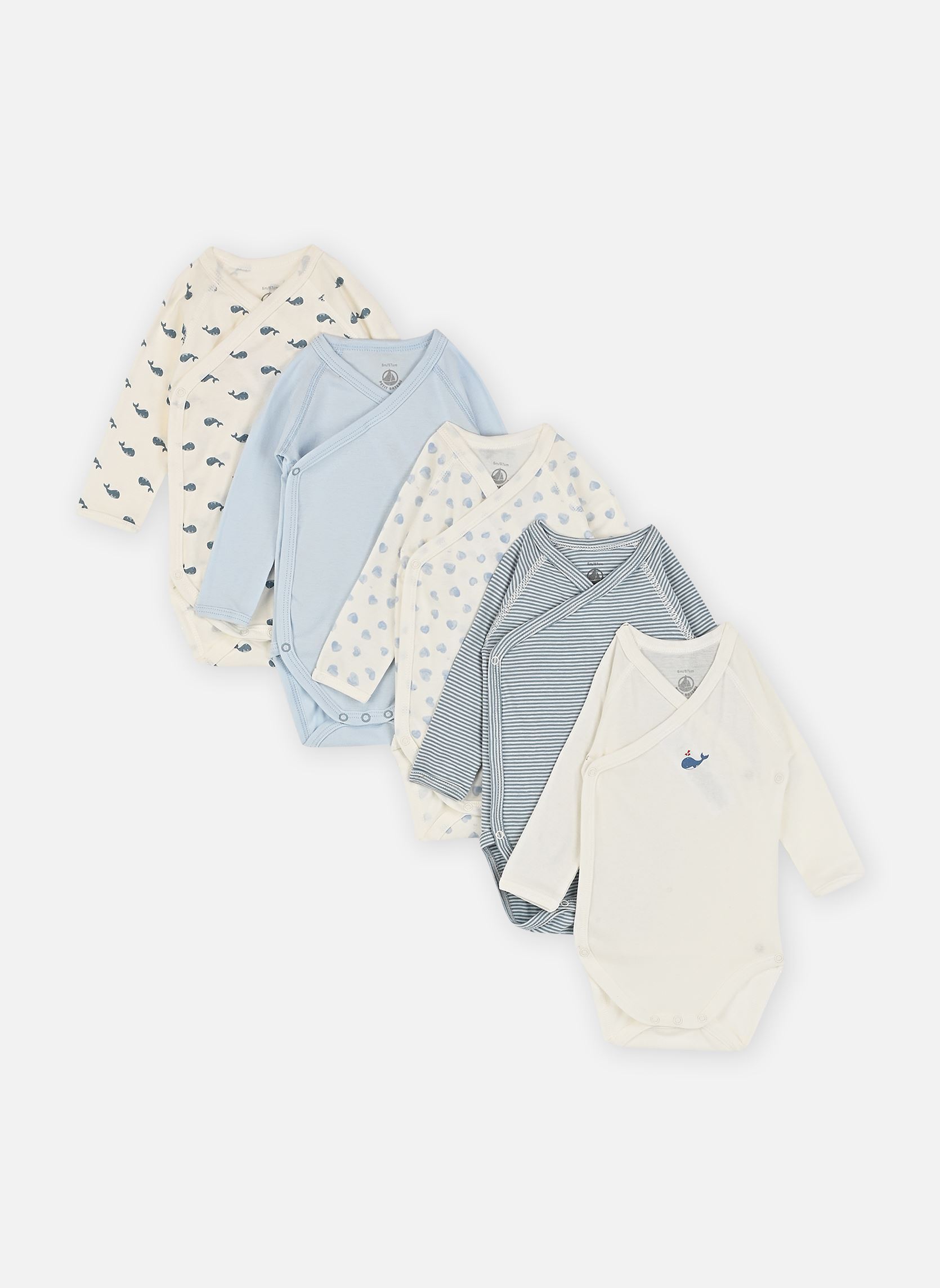 Vêtements Petit Bateau Lot de 5 Bodies Croisés Manches Longues Baleine pour Accessoires