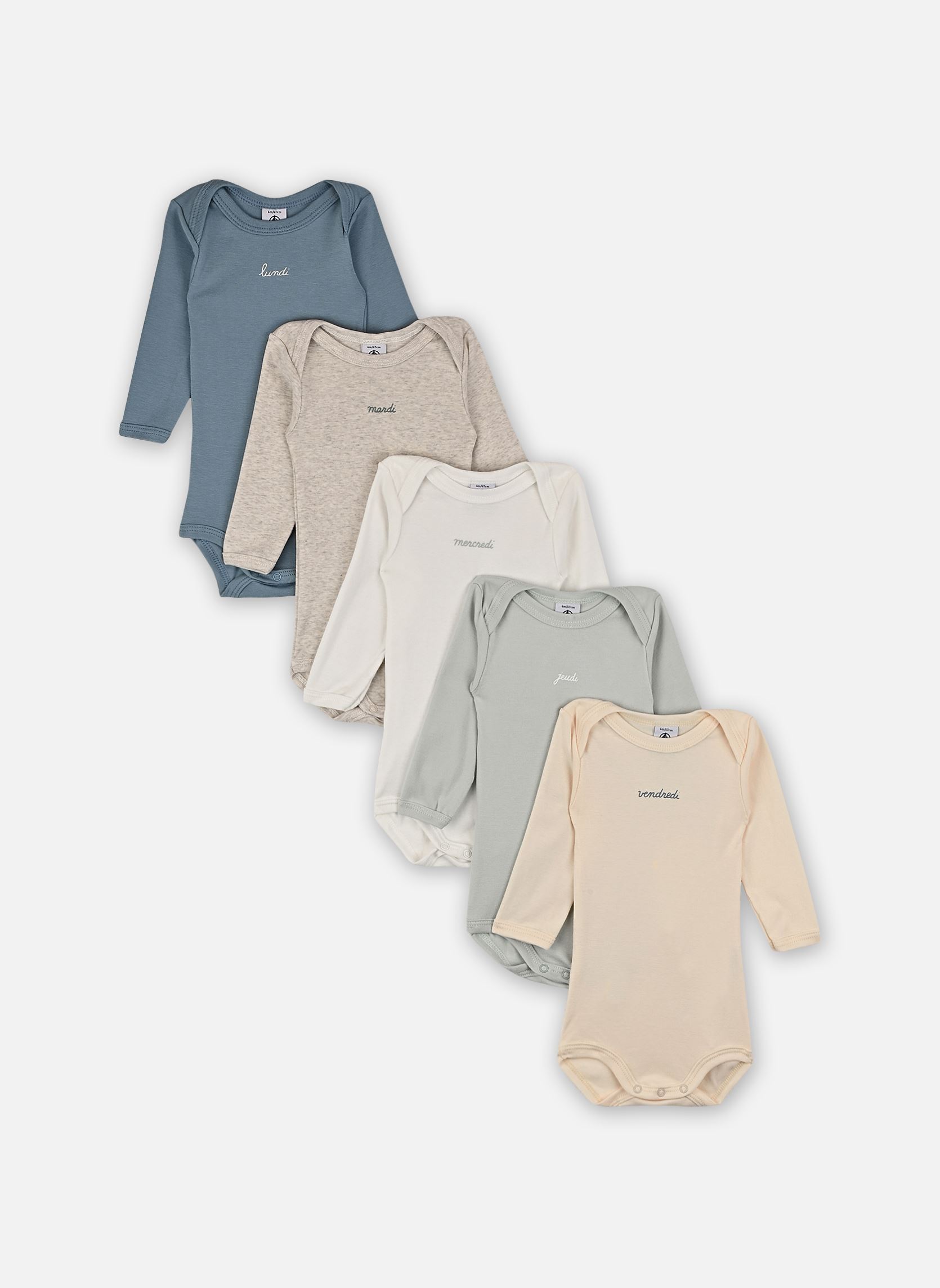 Vêtements Petit Bateau Lot de 5 Bodies Manches Longues Semaine pour Accessoires