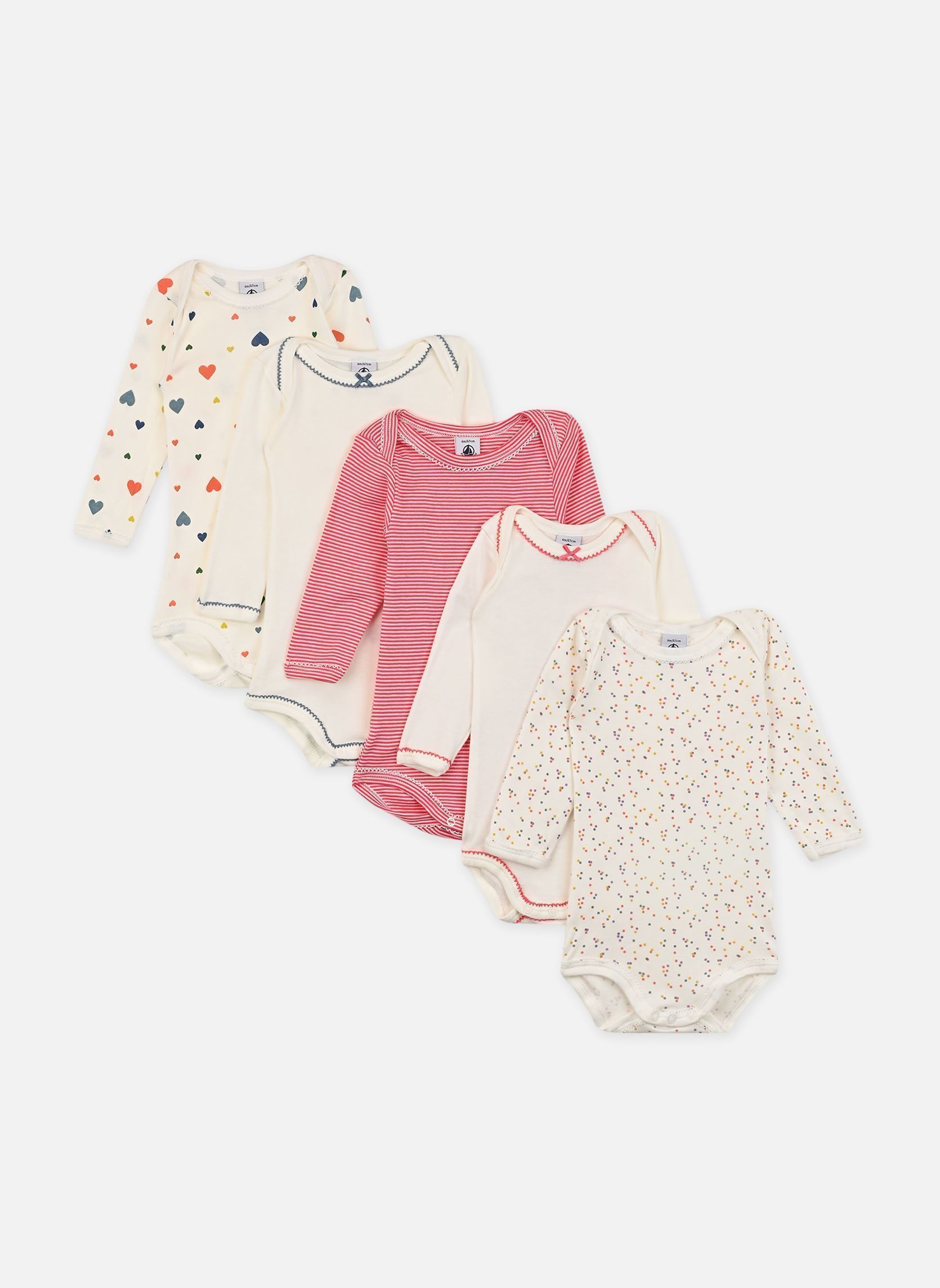 Vêtements Petit Bateau Lot de 3 bodies Manches Longues Coeur pour Accessoires - vue 2