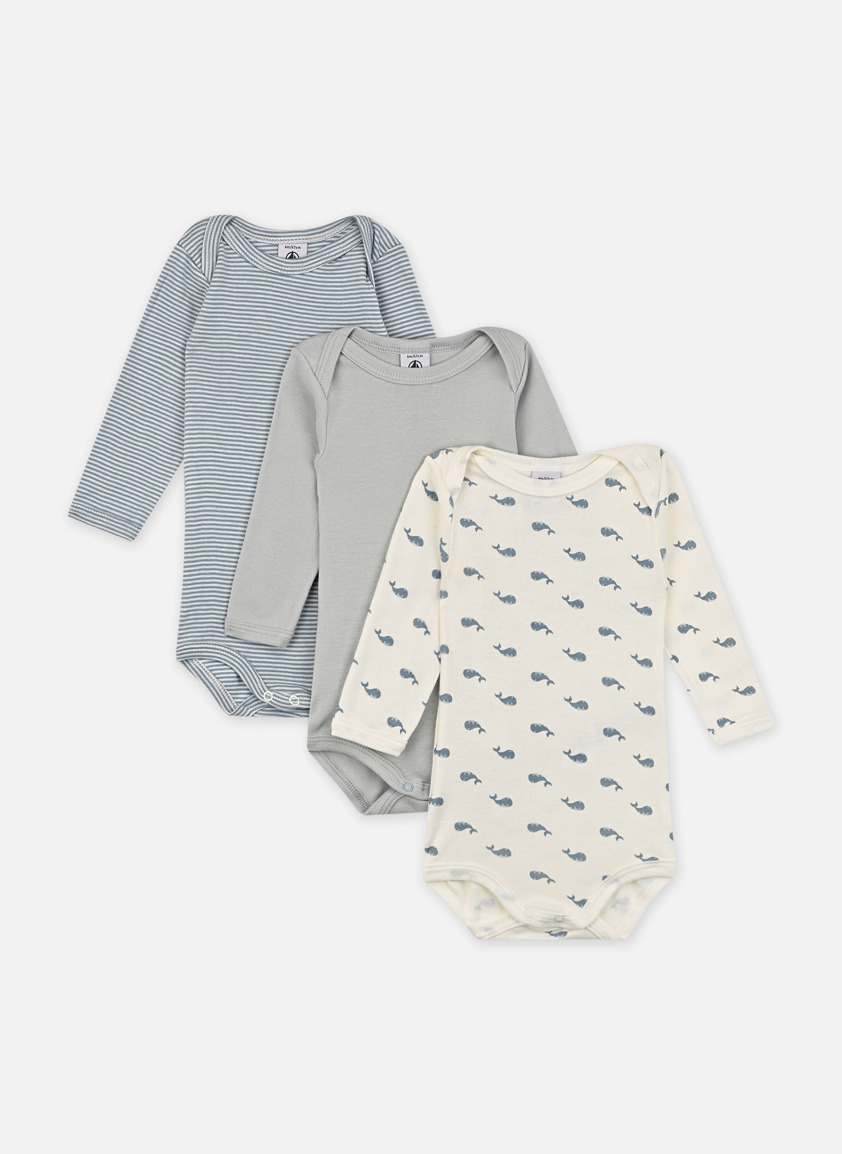 Vêtements Petit Bateau Lot de 3 Bodies Manches Longues Mobidic pour Accessoires