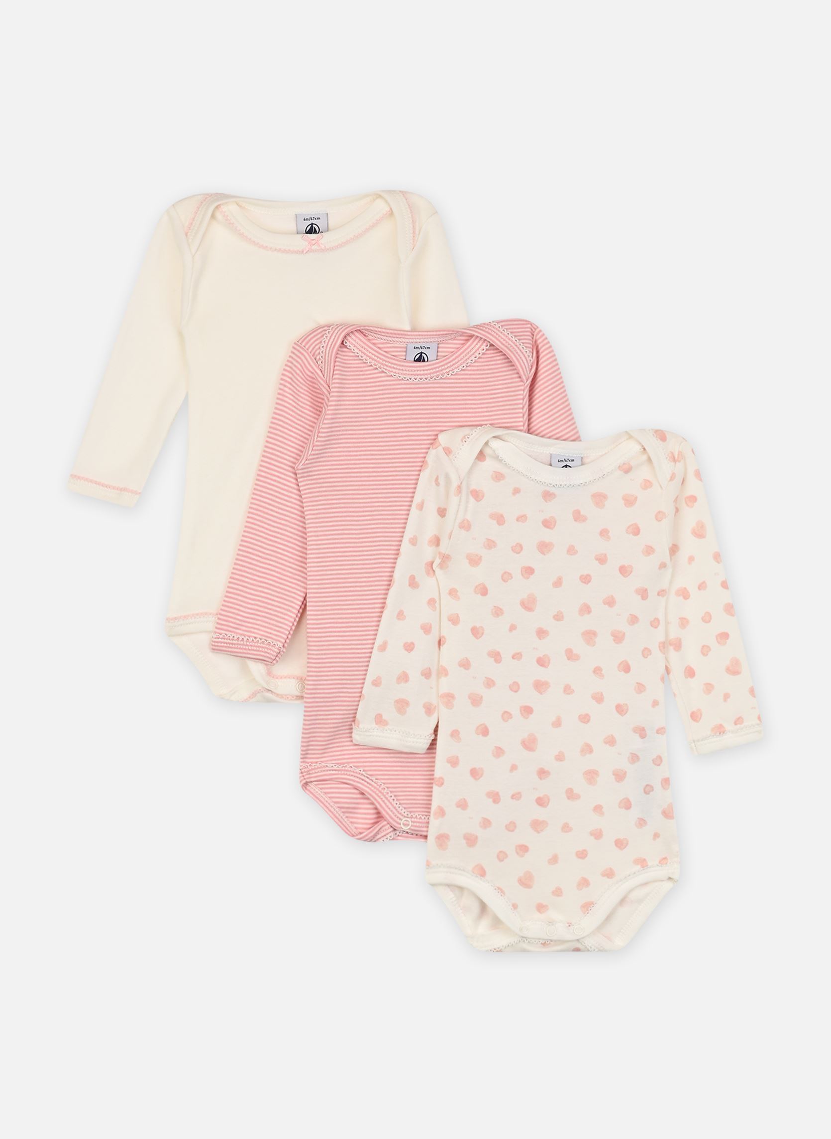 Vêtements Petit Bateau Lot de 3 Bodies Manches Longues Mini Love pour Accessoires