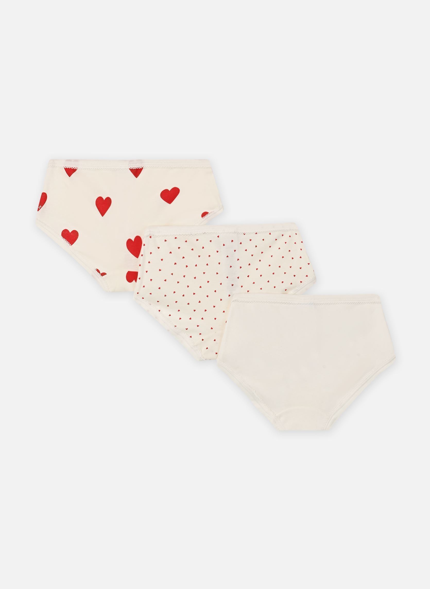 Lots sous-vêtements Lot de 3 Culottes Taille Haute Cœur fille blanc Petit Bateau Lots sous-vêtements Lot de 3 Culottes Taille Haute Cœur fille blanc VARIANTE 1