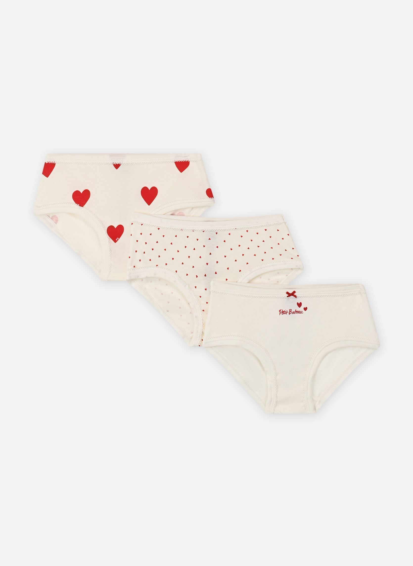 Vêtements Petit Bateau Lot de 3 Culottes Taille Haute Cœur pour