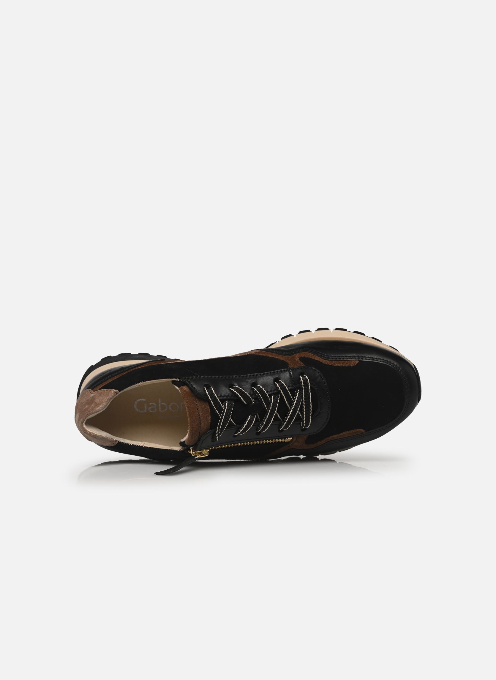 Niedrige Sneaker 76.378 damen schwarz Gabor Niedrige Sneaker 76.378 damen schwarz SCHW./WHISKY(GOLD)