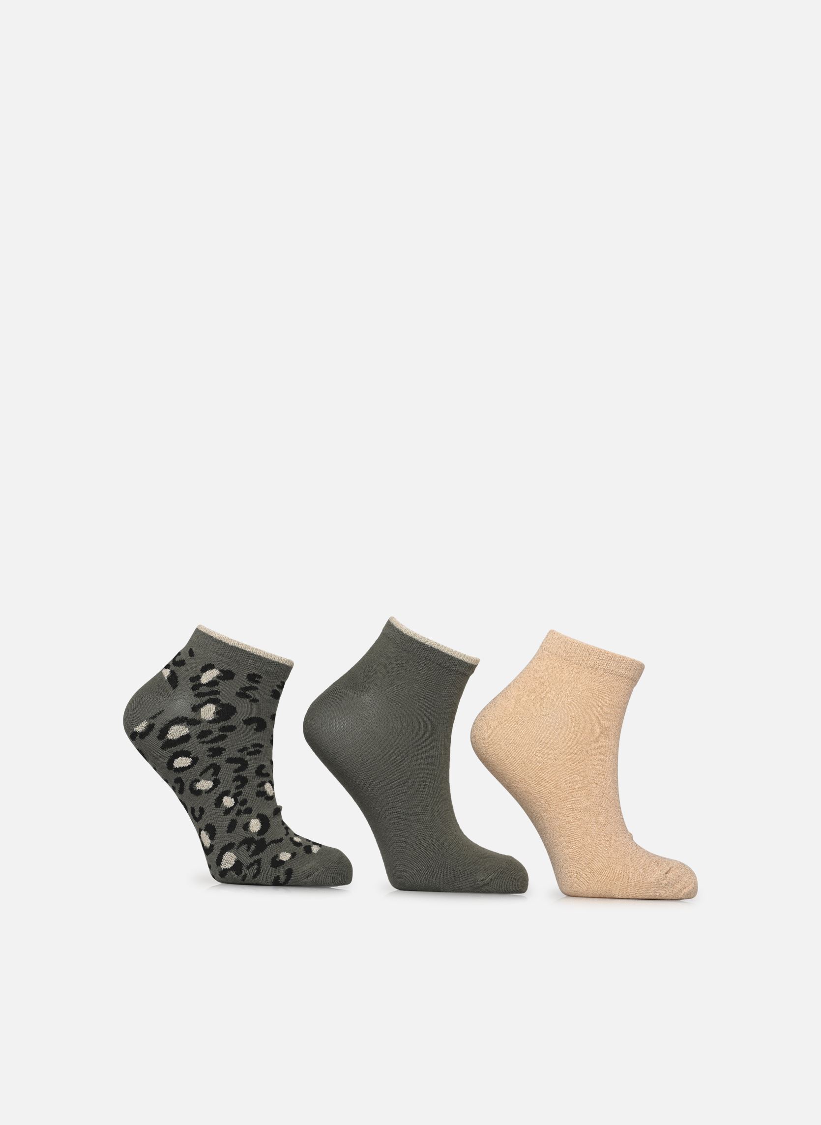 Sokken Lot 3 paires socquettes femme LEO dames wit Sarenza Wear Sokken Lot 3 paires socquettes femme LEO dames wit KAKI