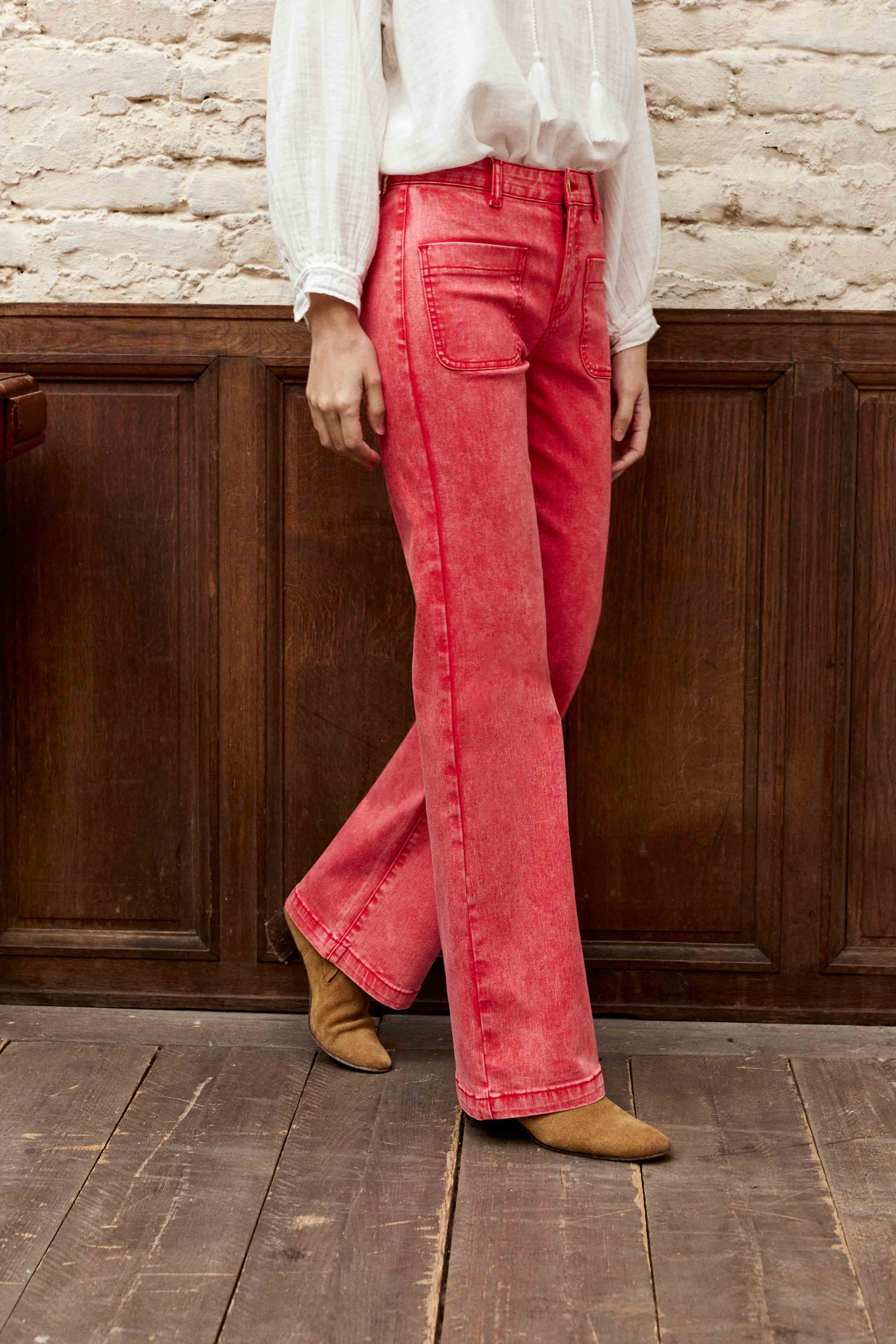 Pantalons droit Jean - SONNY - 21-ciel femme rouge La Petite Etoile Pantalons droit Jean - SONNY - 21-ciel femme rouge Rouge chiné