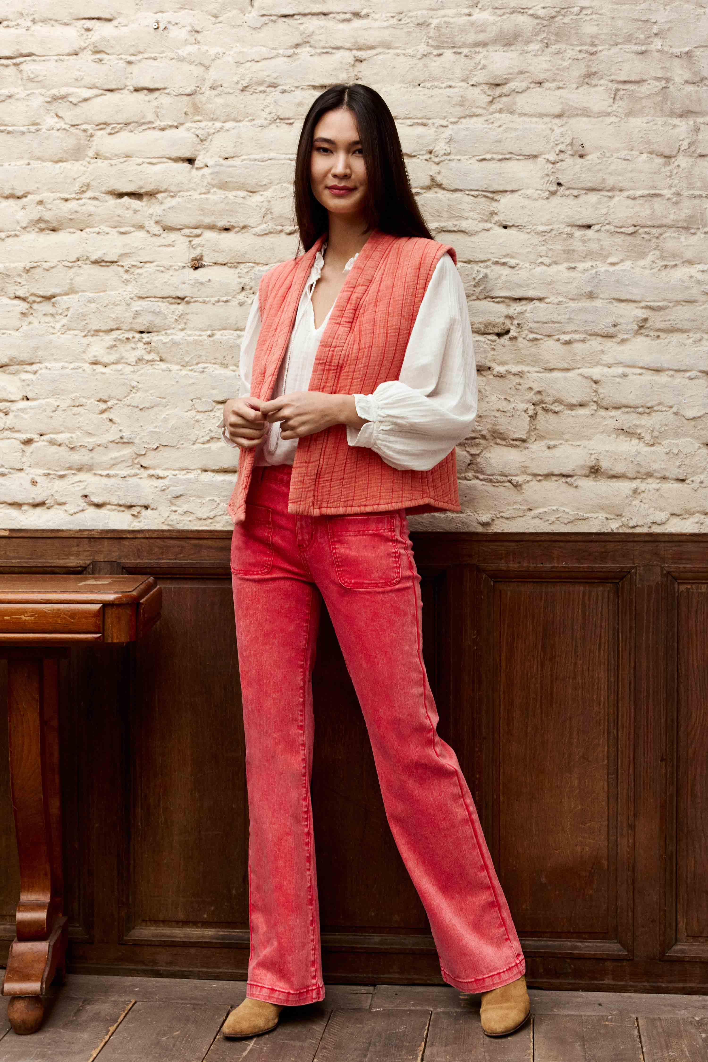 Pantalons droit Jean - SONNY - 21-ciel femme rouge La Petite Etoile Pantalons droit Jean - SONNY - 21-ciel femme rouge Rouge chiné