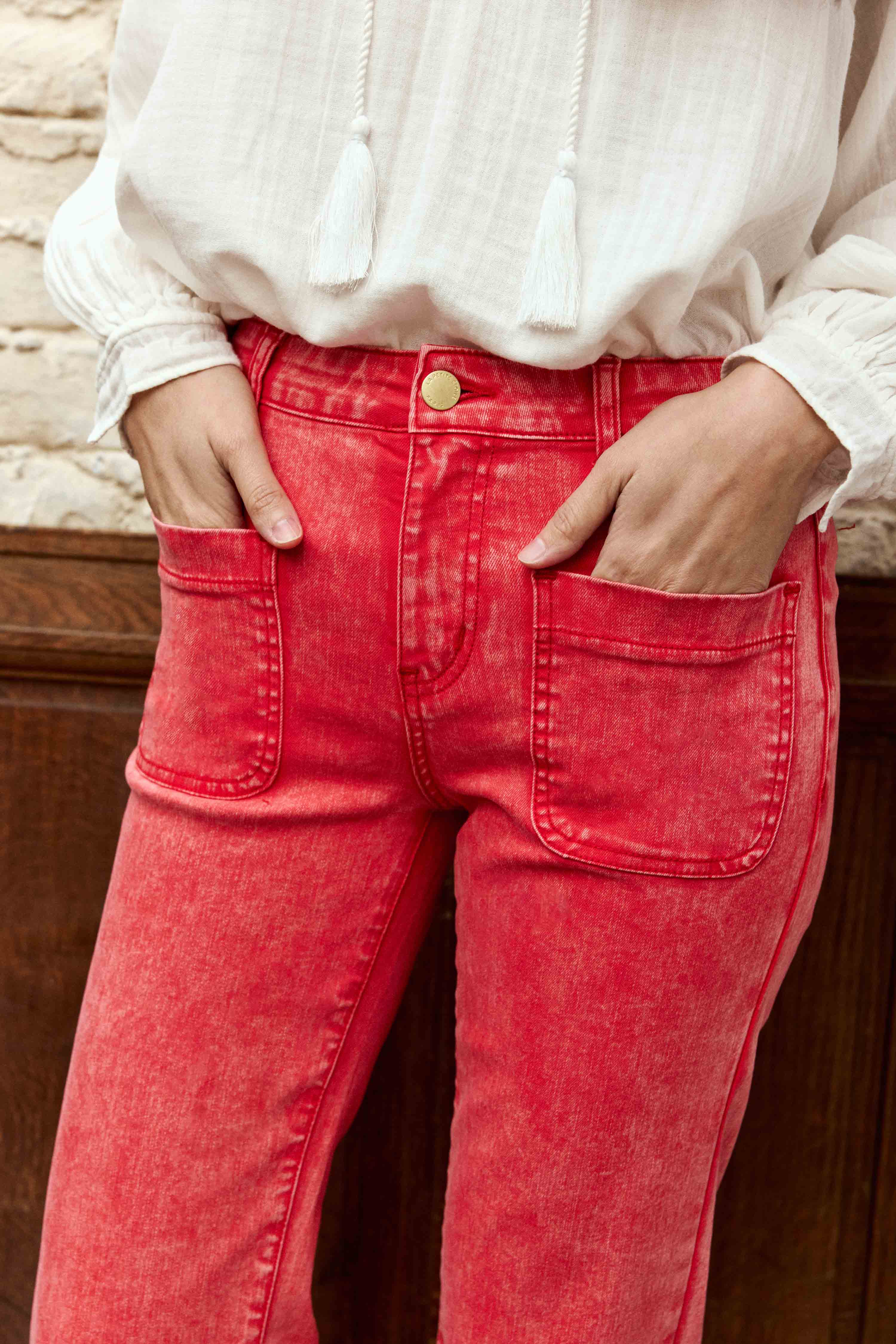 Pantalons droit Jean - SONNY - 21-ciel femme rouge La Petite Etoile Pantalons droit Jean - SONNY - 21-ciel femme rouge Rouge chiné