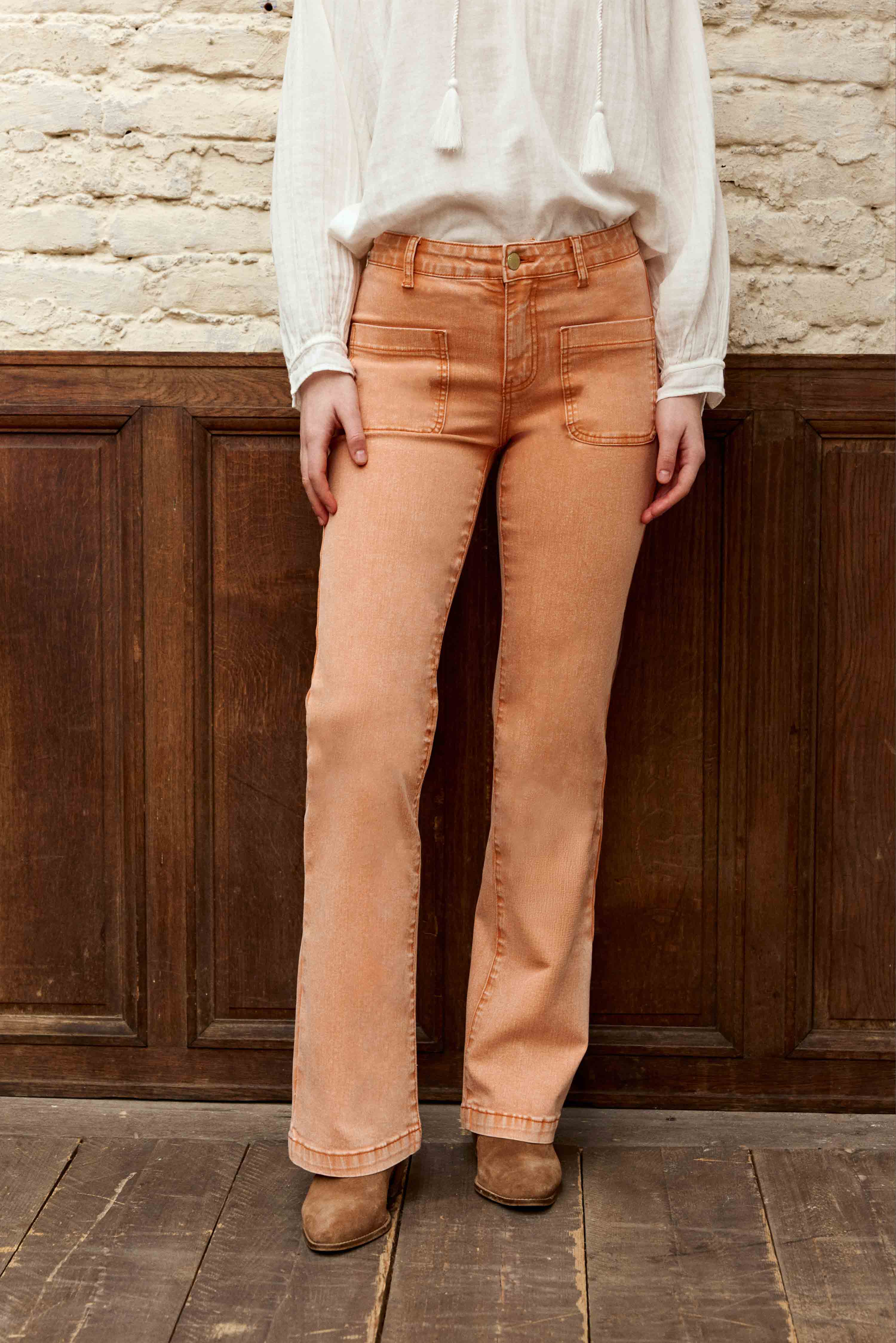 Pantalons droit Jean - SONNY - 21-ciel femme orange La Petite Etoile Pantalons droit Jean - SONNY - 21-ciel femme orange Orange clair