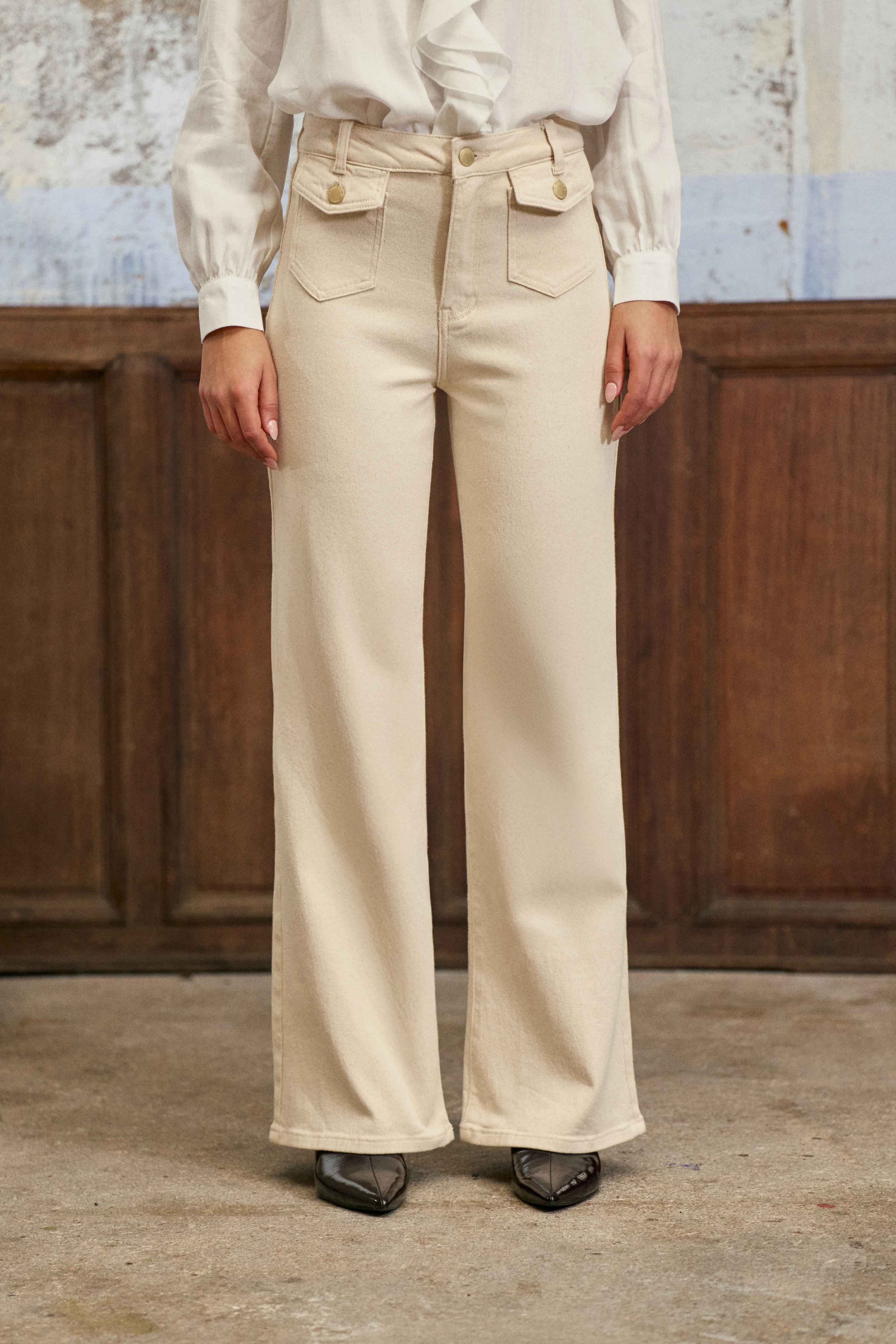 Jeans droit Jeans - PEYTON - 94-wash femme beige La Petite Etoile Jeans droit Jeans - PEYTON - 94-wash femme beige Beige
