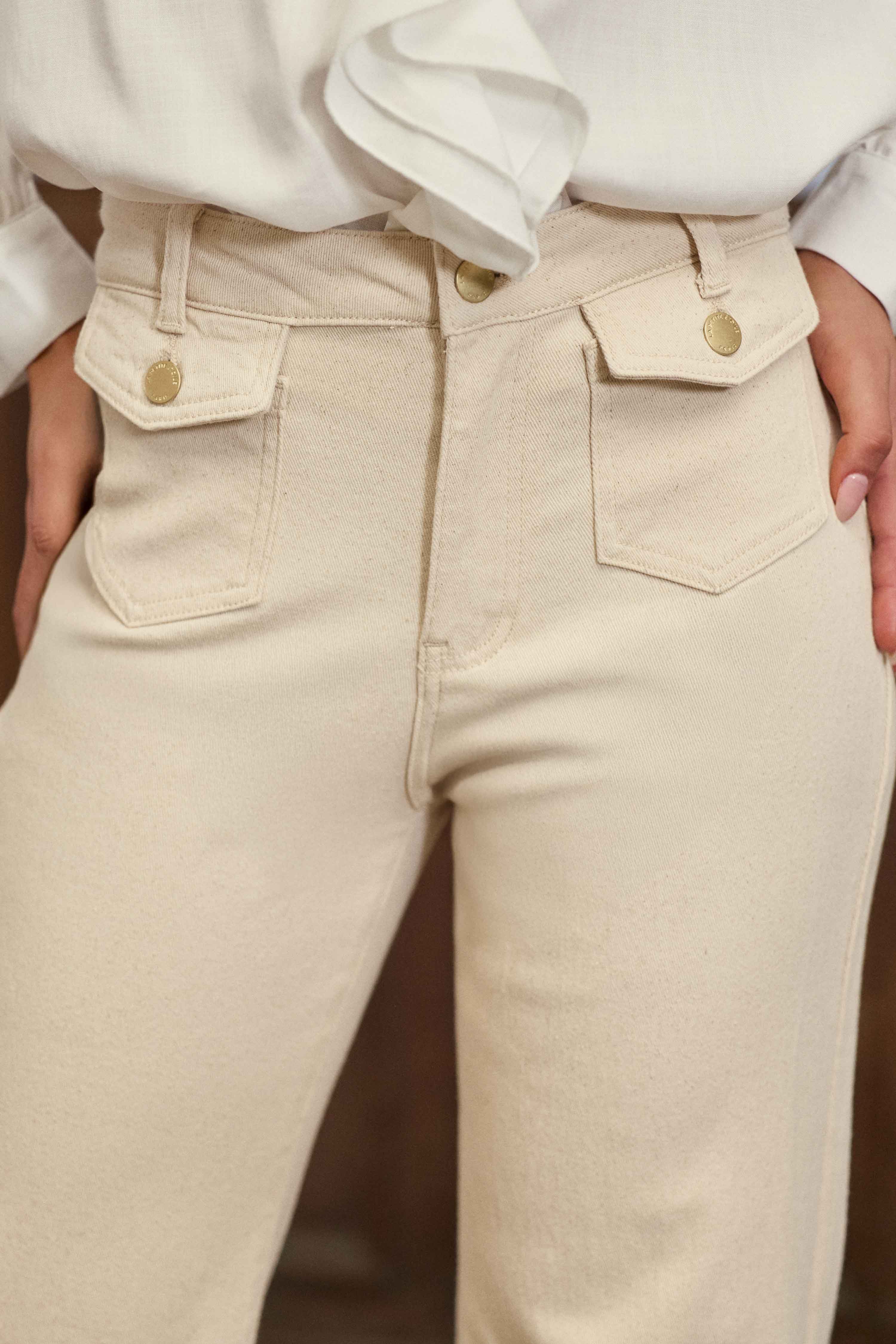 Jeans droit Jeans - PEYTON - 94-wash femme beige La Petite Etoile Jeans droit Jeans - PEYTON - 94-wash femme beige Beige