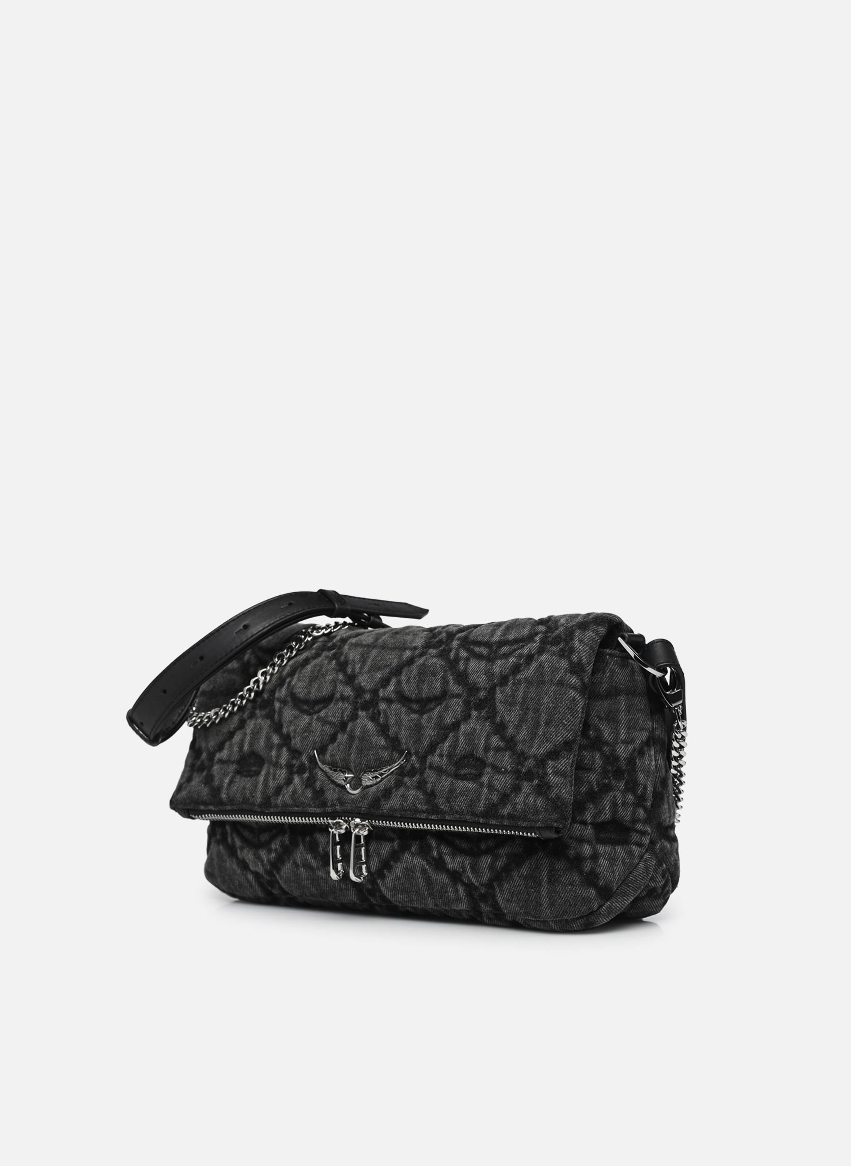 Schoudertassen Rocky Ii Denim Monogram dames grijs Zadig & Voltaire Schoudertassen Rocky Ii Denim Monogram dames grijs ROAD