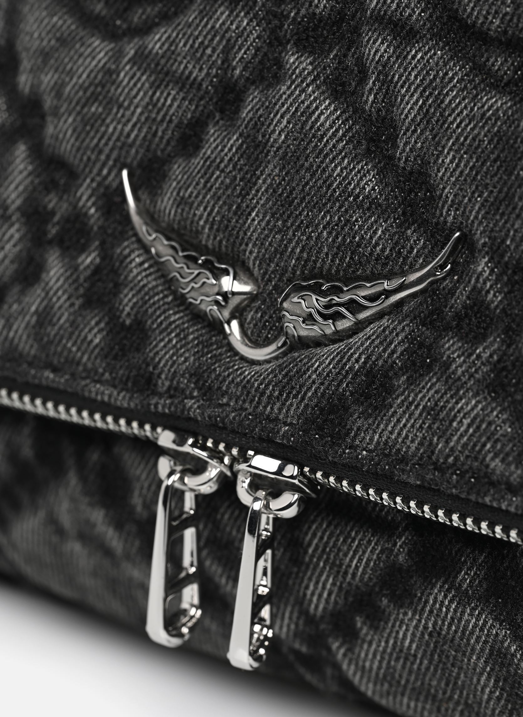 Schoudertassen Rocky Ii Denim Monogram dames grijs Zadig & Voltaire Schoudertassen Rocky Ii Denim Monogram dames grijs ROAD