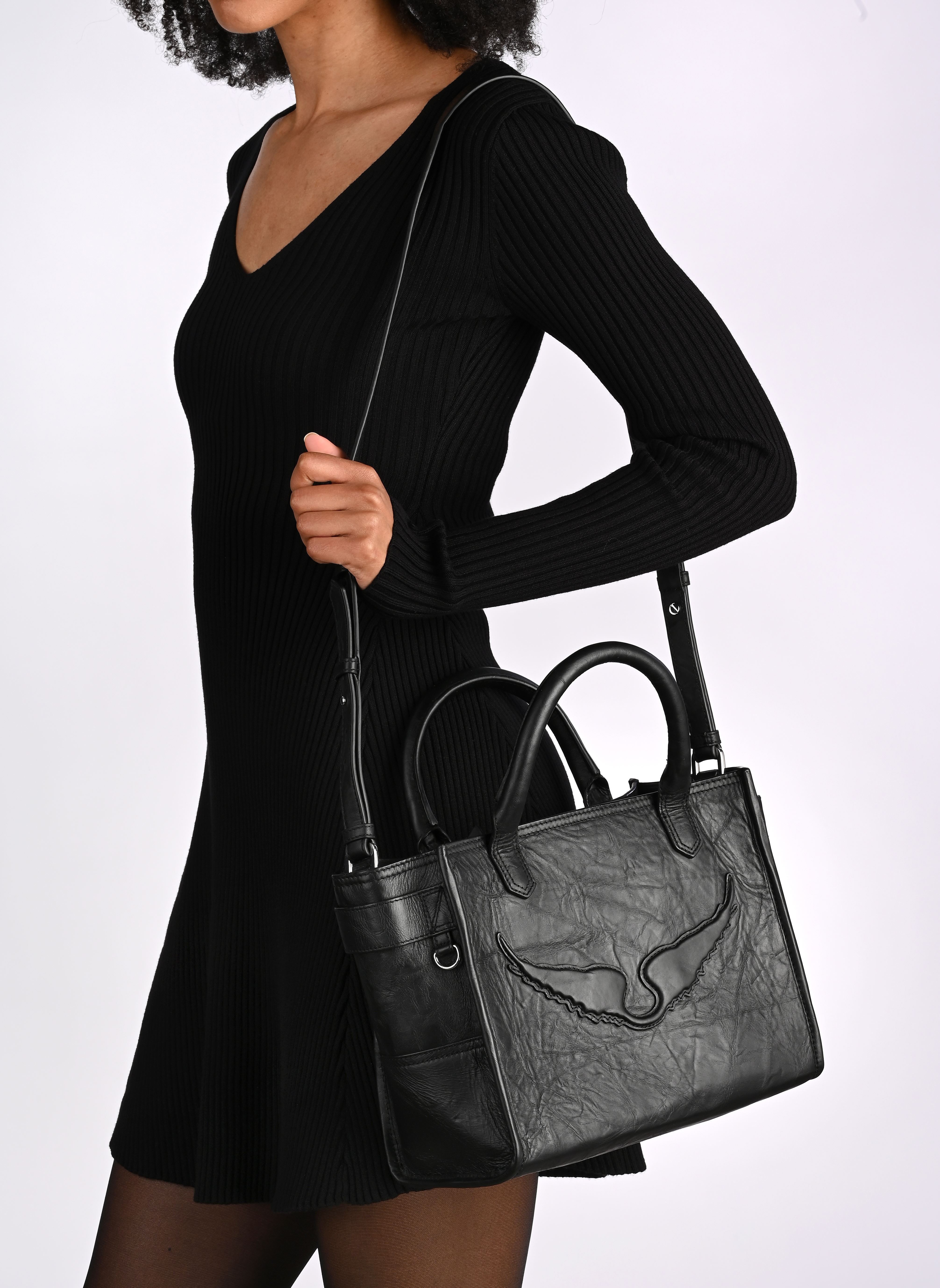 Sacs à main Angel Tote Xs Cow Burnish femme noir Zadig & Voltaire Sacs à main Angel Tote Xs Cow Burnish femme noir BLACK