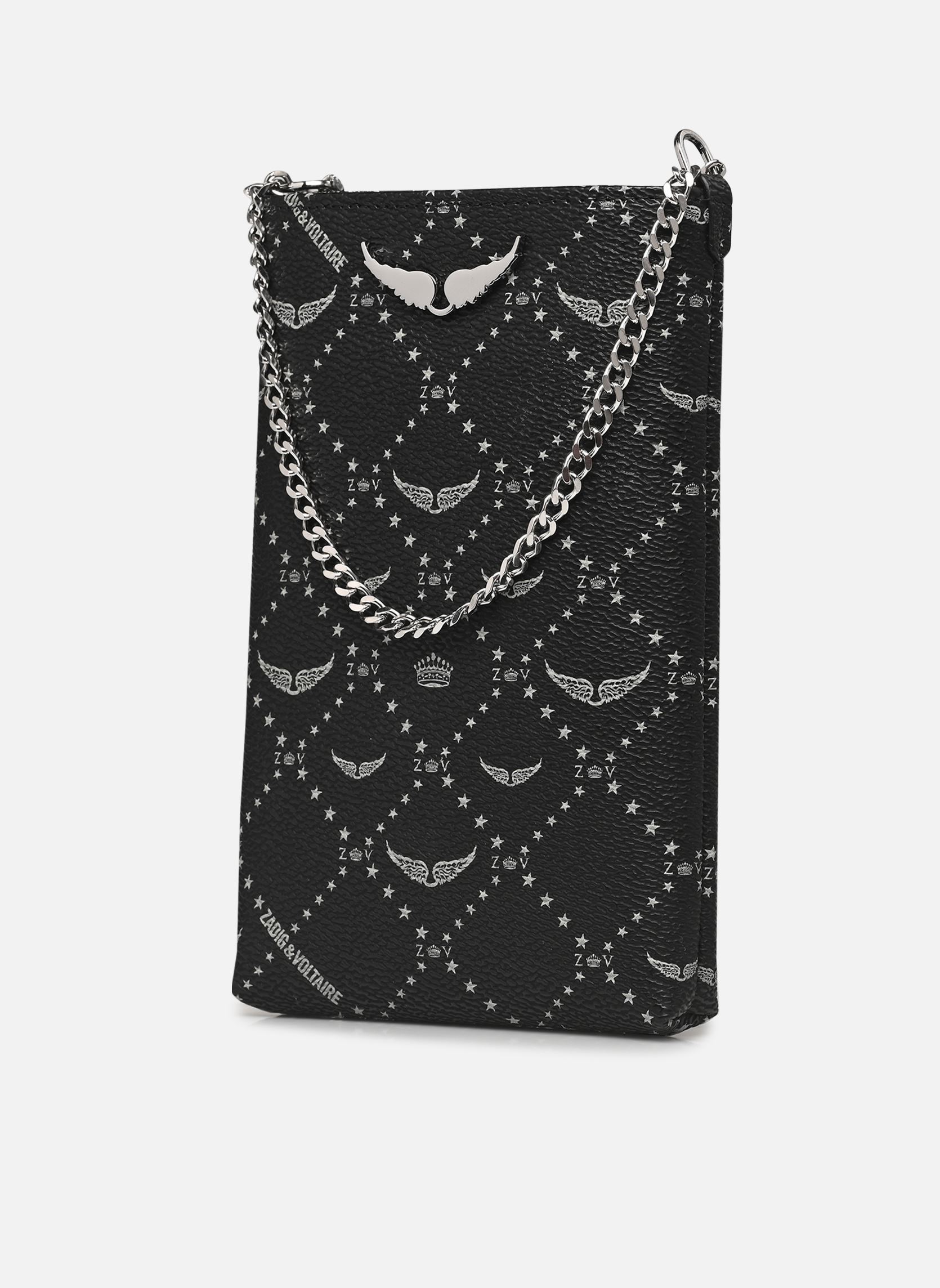 Handyhüllen Rock Phone Pouch Monogram damen schwarz Zadig & Voltaire Handyhüllen Rock Phone Pouch Monogram damen schwarz BLACK