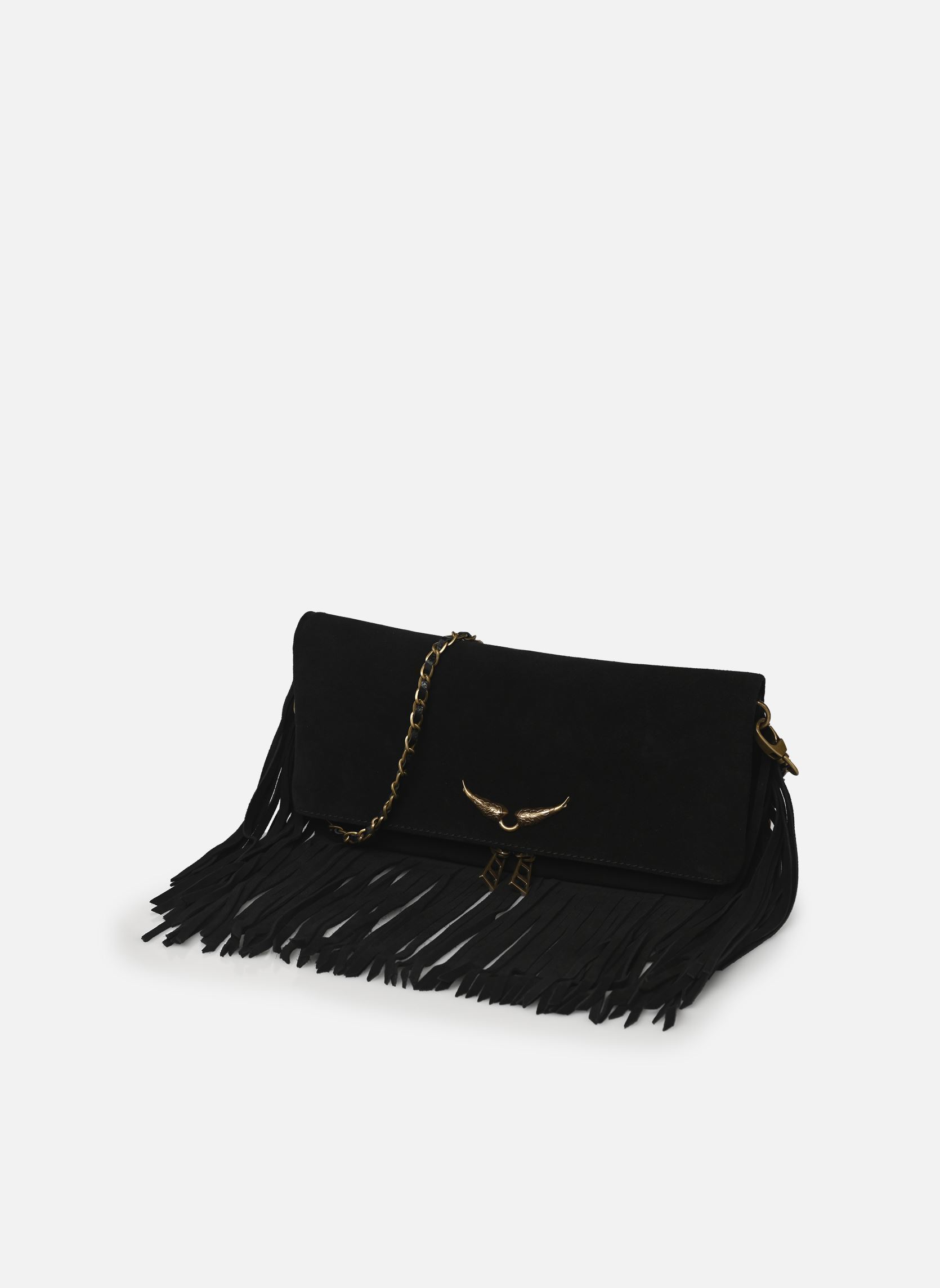 Sacs bandoulière Rock Suede Fringes femme noir Zadig & Voltaire Sacs bandoulière Rock Suede Fringes femme noir BLACK
