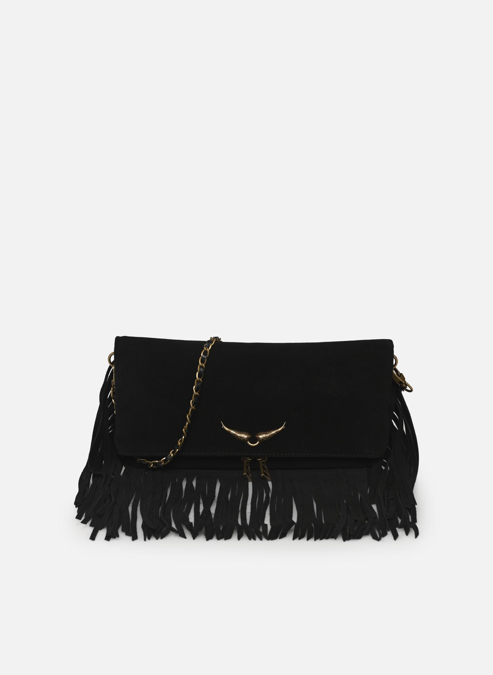 Sacs bandoulière Rock Suede Fringes femme noir Zadig & Voltaire Sacs bandoulière Rock Suede Fringes femme noir BLACK