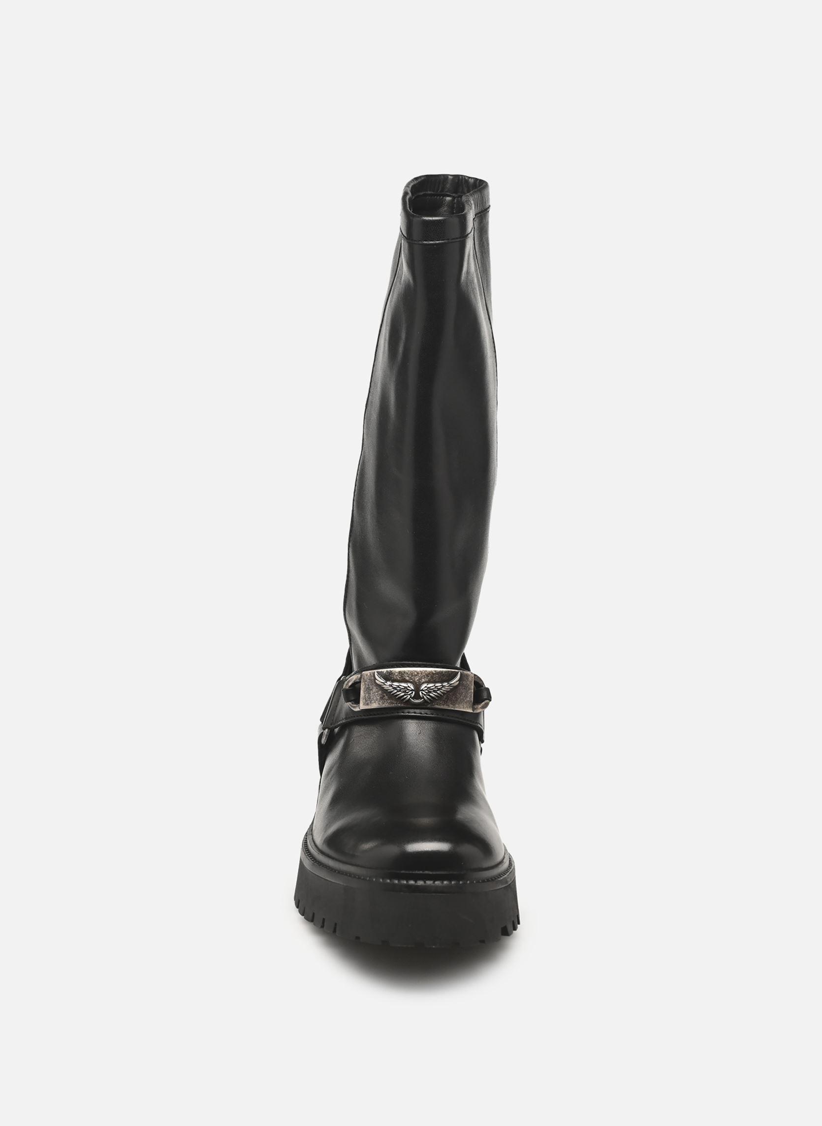 Bottines motardes Angie Smooth Cowskin femme noir Zadig & Voltaire Bottines motardes Angie Smooth Cowskin femme noir Black