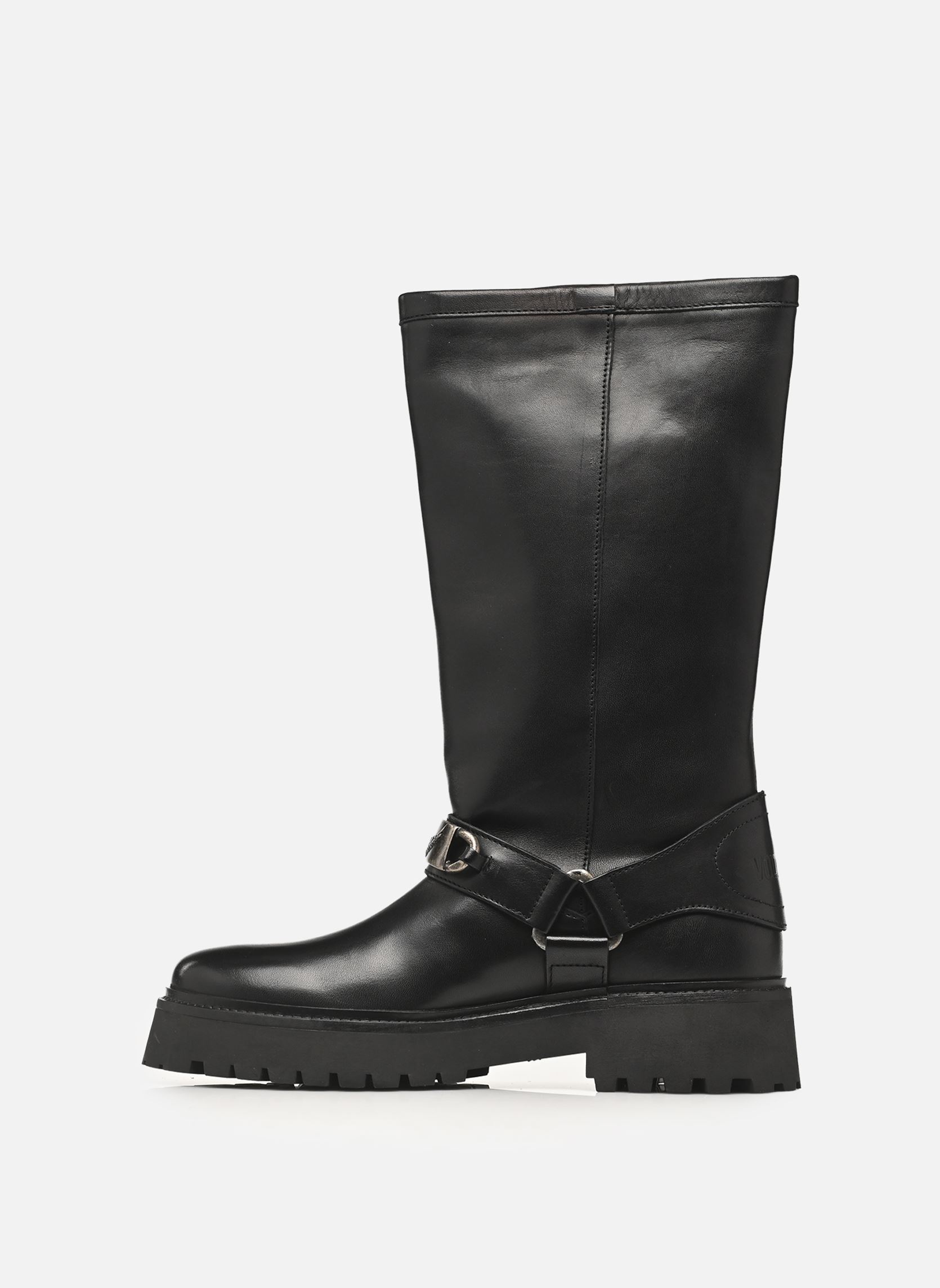 Bottines motardes Angie Smooth Cowskin femme noir Zadig & Voltaire Bottines motardes Angie Smooth Cowskin femme noir Black