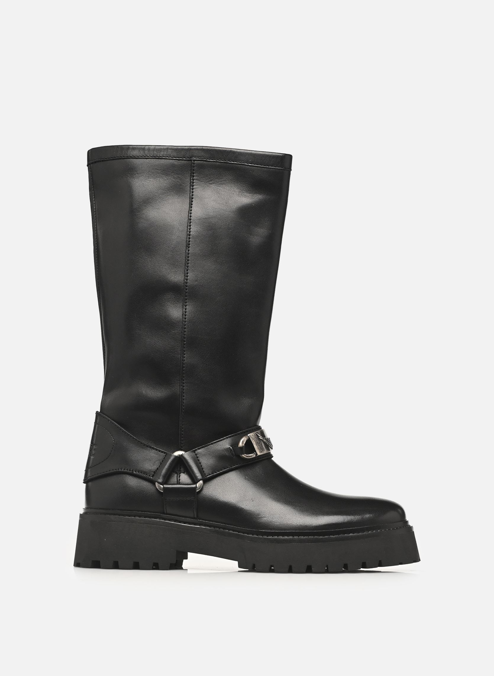 Bottines motardes Angie Smooth Cowskin femme noir Zadig & Voltaire Bottines motardes Angie Smooth Cowskin femme noir Black