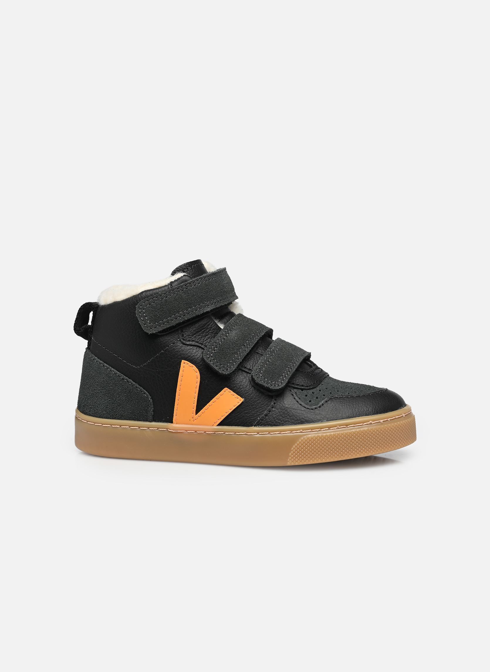 Baskets Small V-10 Mid Winter Leather garçon bleu Veja Baskets Small V-10 Mid Winter Leather garçon bleu BLACK_OURO_GRAFITE